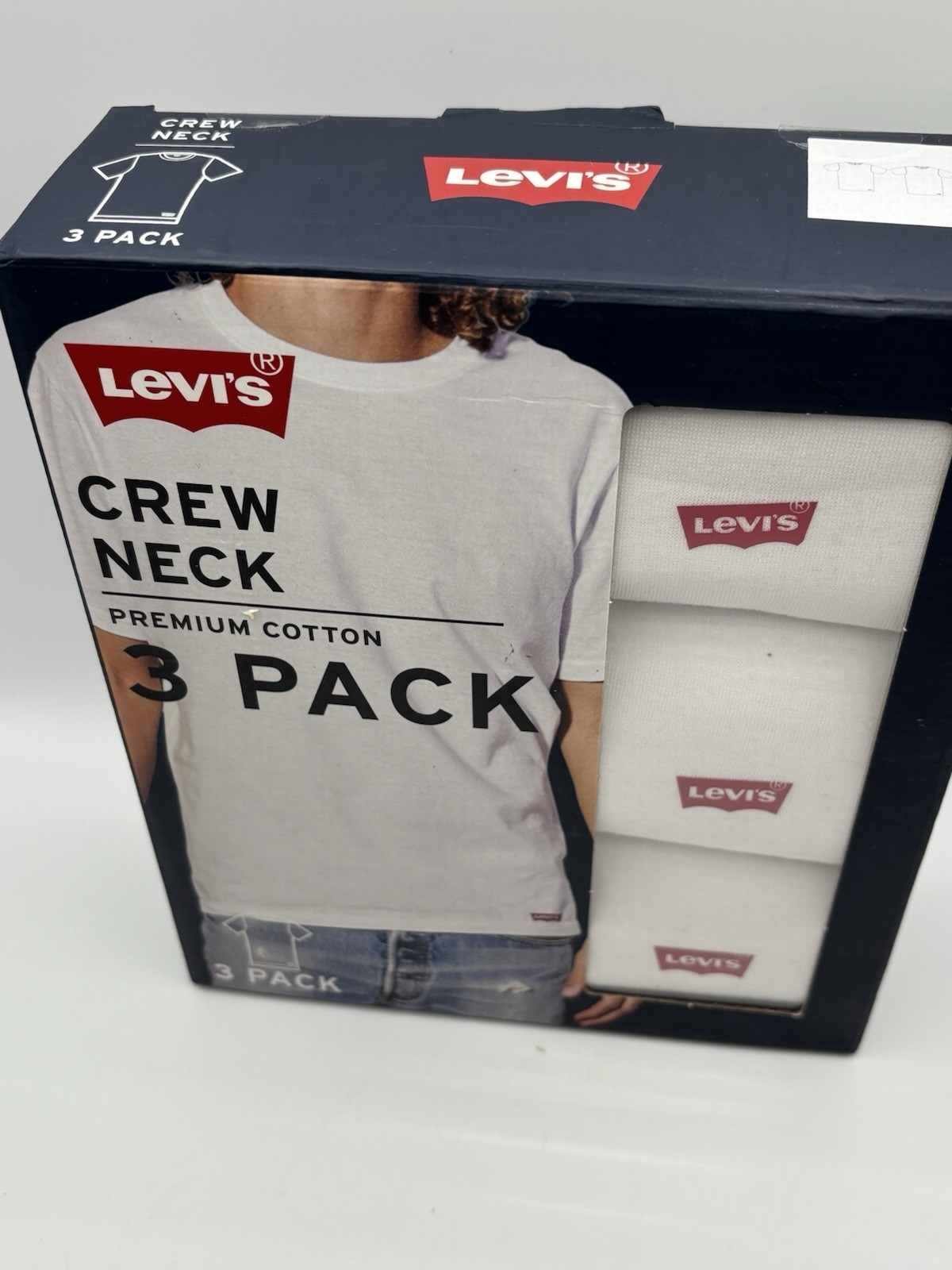 Levi&rsquo;s 3 Pack Crew Neck T-Shirts Medium White 100% Premium Cotton Tag-Free NEW