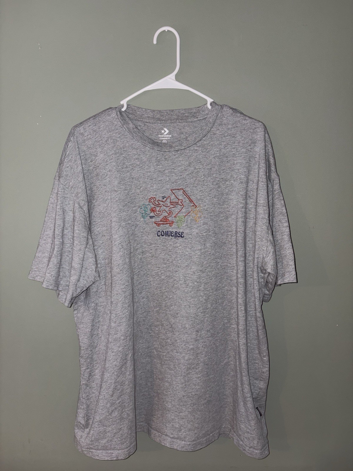 Embroidered Converse T-Shirt Grey, Vintage, Size XL
