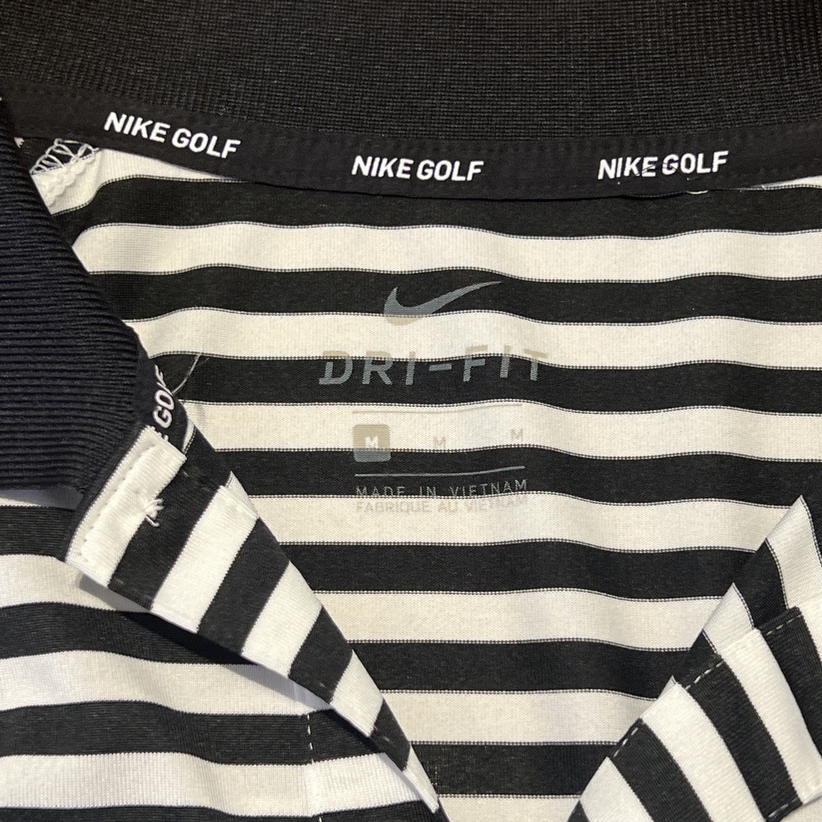 Nike Golf UGA Georgia Golf Men’s Medium Dri-Fit Black White Striped Medium Shirt