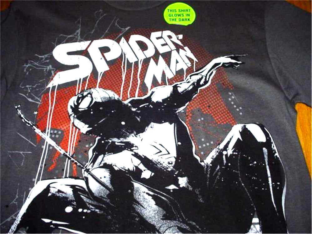 New SPIDER-MAN Marvel Avengers Brown T-Shirt Men&rsquo;s 2XL 50/52 Glow in the Dark