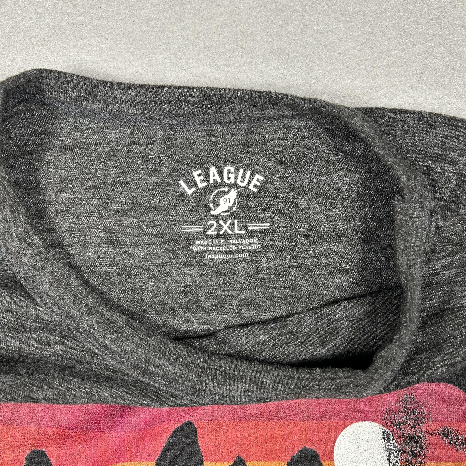 League 91 Shirt Mens 2XL Gray WYDAHO Graphic T-Shirt Polyester Blend Crew Neck