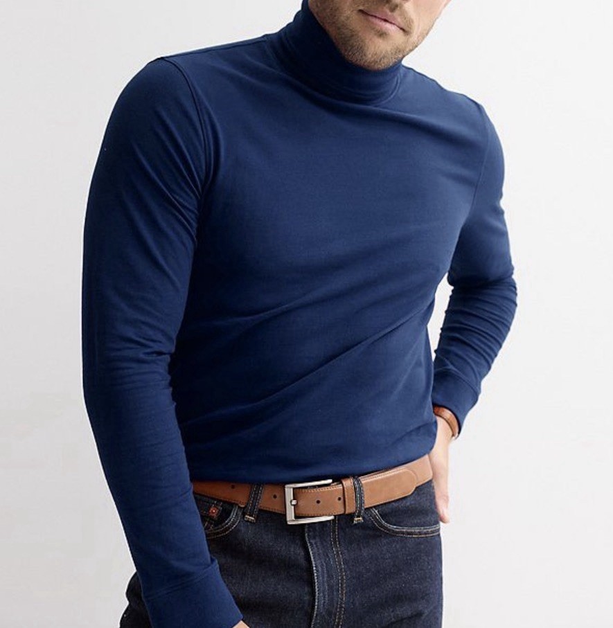 Men&rsquo;s APT 9 Premier Flex Long Sleeve Turtleneck Shirt NEW Navy Blue Cotton Blend