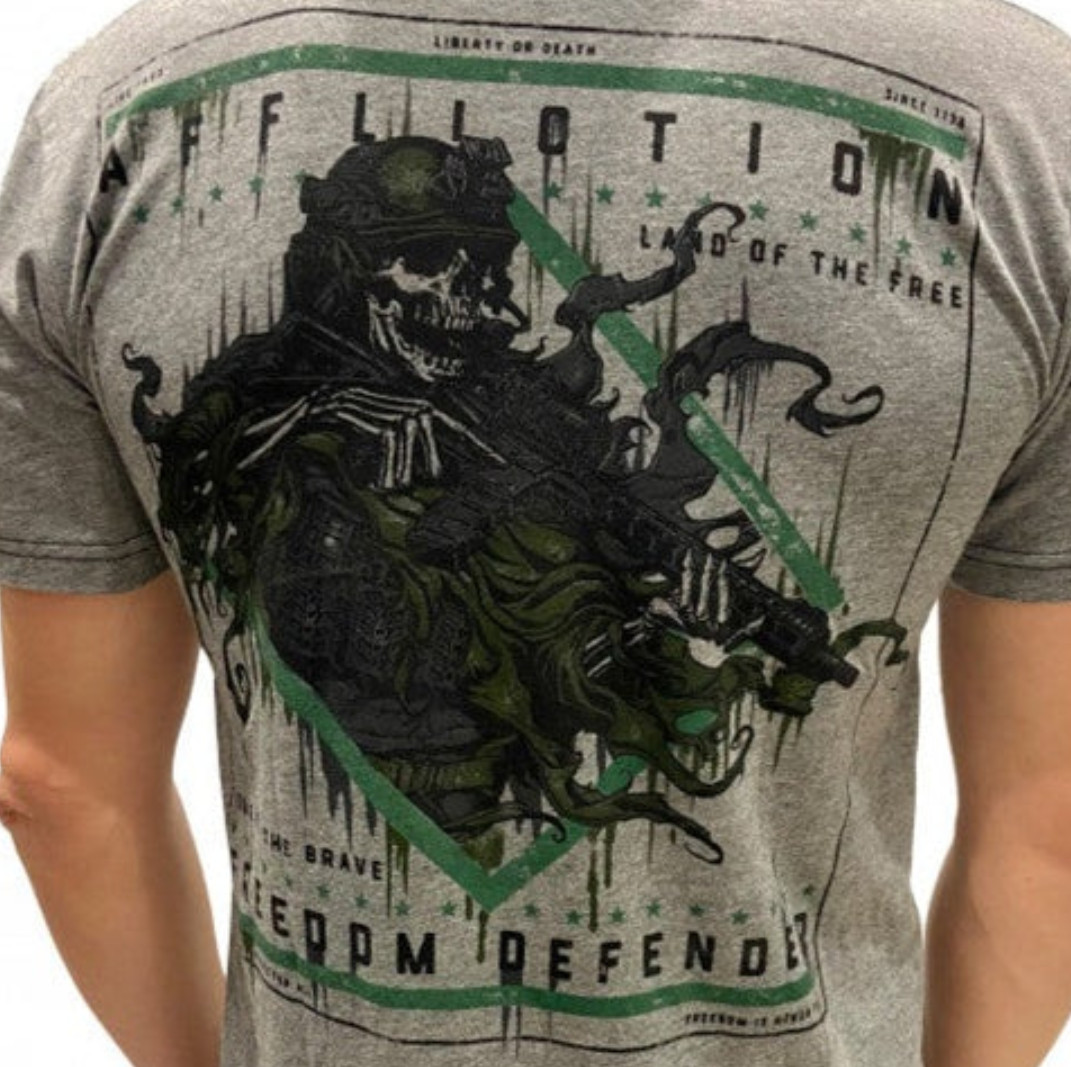 Affliction Men&rsquo;s « Brave Freedom » short sleeve crew neck grey T-shirt NWT