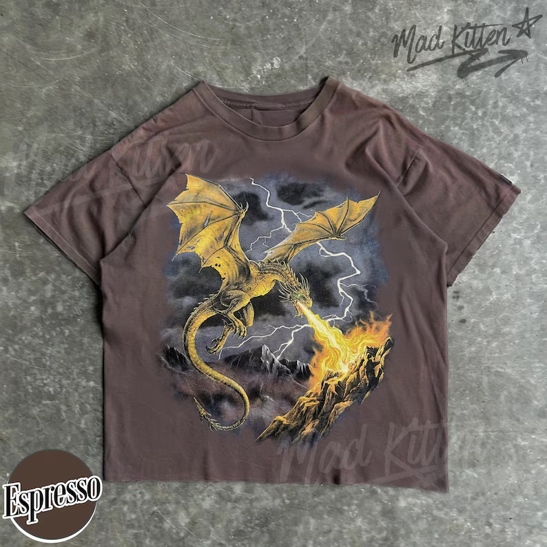 Vintage Dragon Comfort Tee Retro Style Graphic Shirt Men Women Soft Feel
