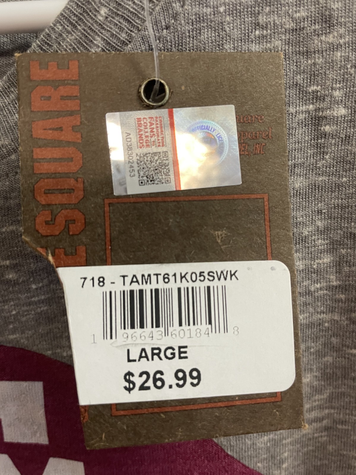 NWT Three Square by Royce Apparel Gray Texas A&M Tee – Size L