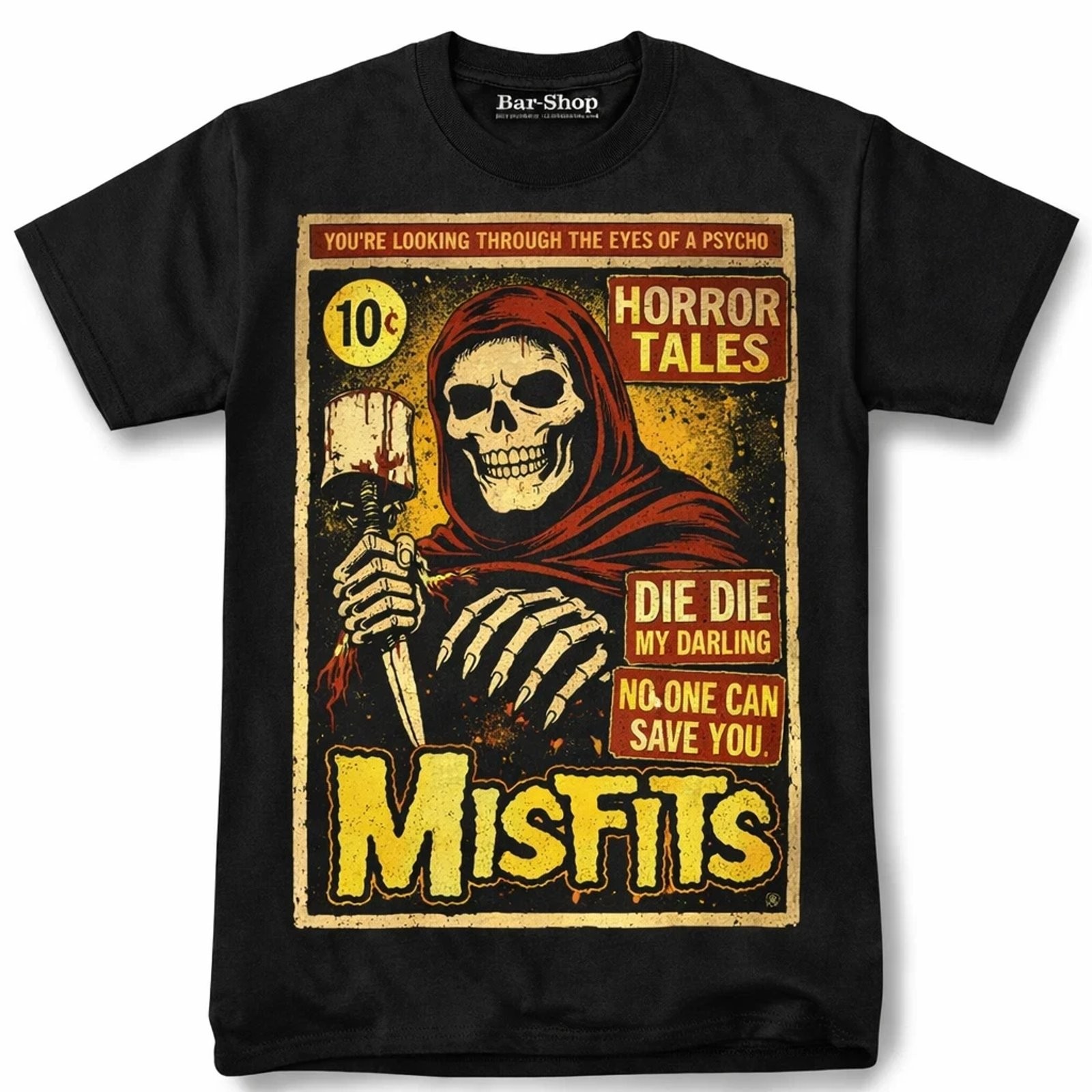 Misfits Psycho Fiend Skull Unisex Graphic Tee Vintage Punk Horror