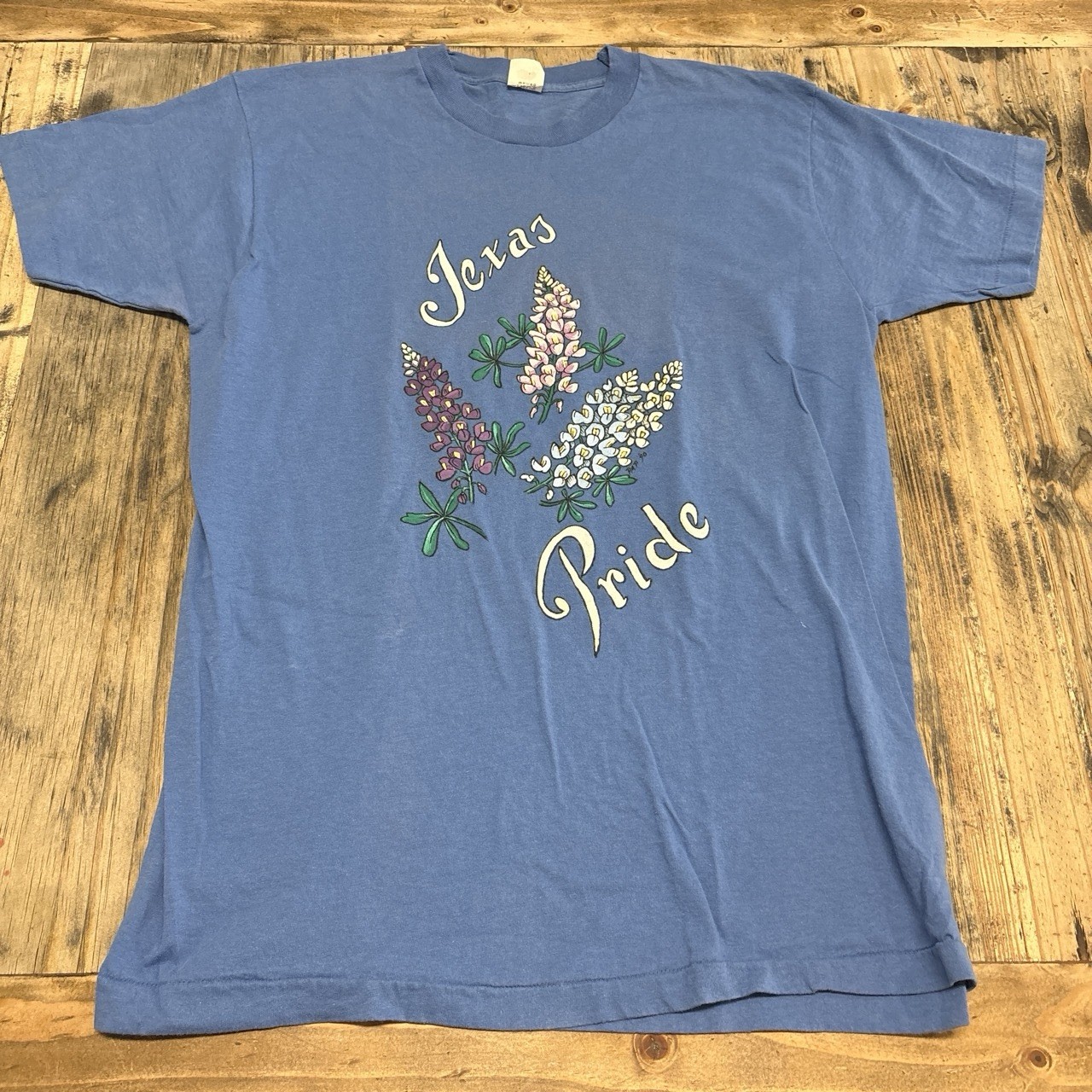 Vintage Single Stitch Texas Pride Blue Bonnet Tee Size XL