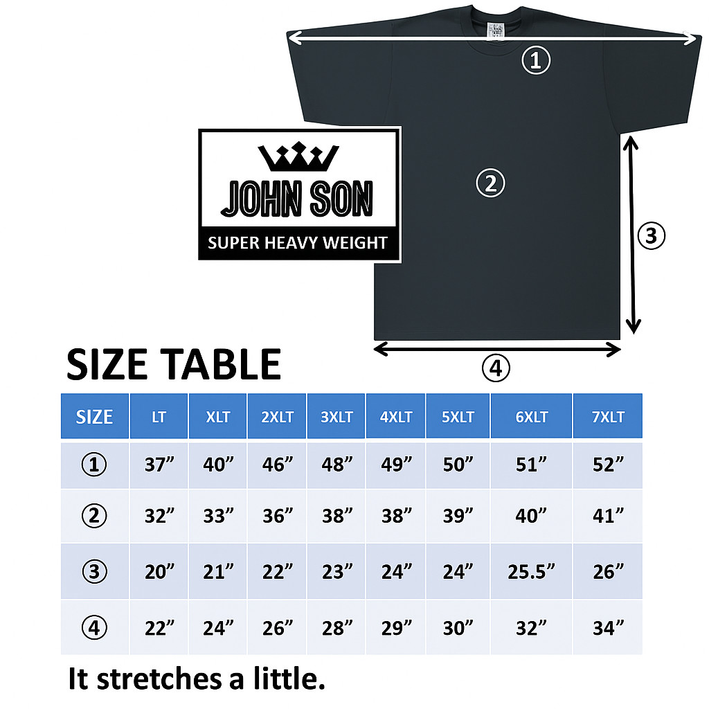 *[JOHN SON](Pack of 6)Mens Super Heavy Weight Big Size Tall T-shirts [LT~7XLT]