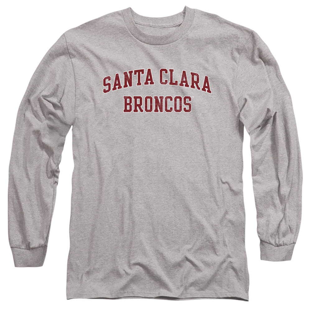 Santa Clara Adult Long Sleeve T-Shirt Broncos Logo, Athletic Heather, S-3XL