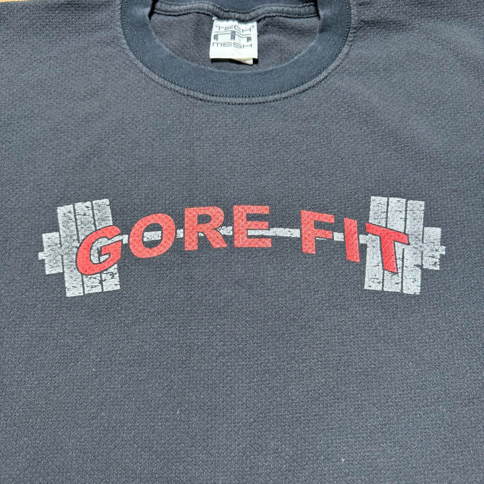 Vintage 90s Y2K Gore Fit Barbell Gym Fitness Training Graphic T-Shirt – Medium