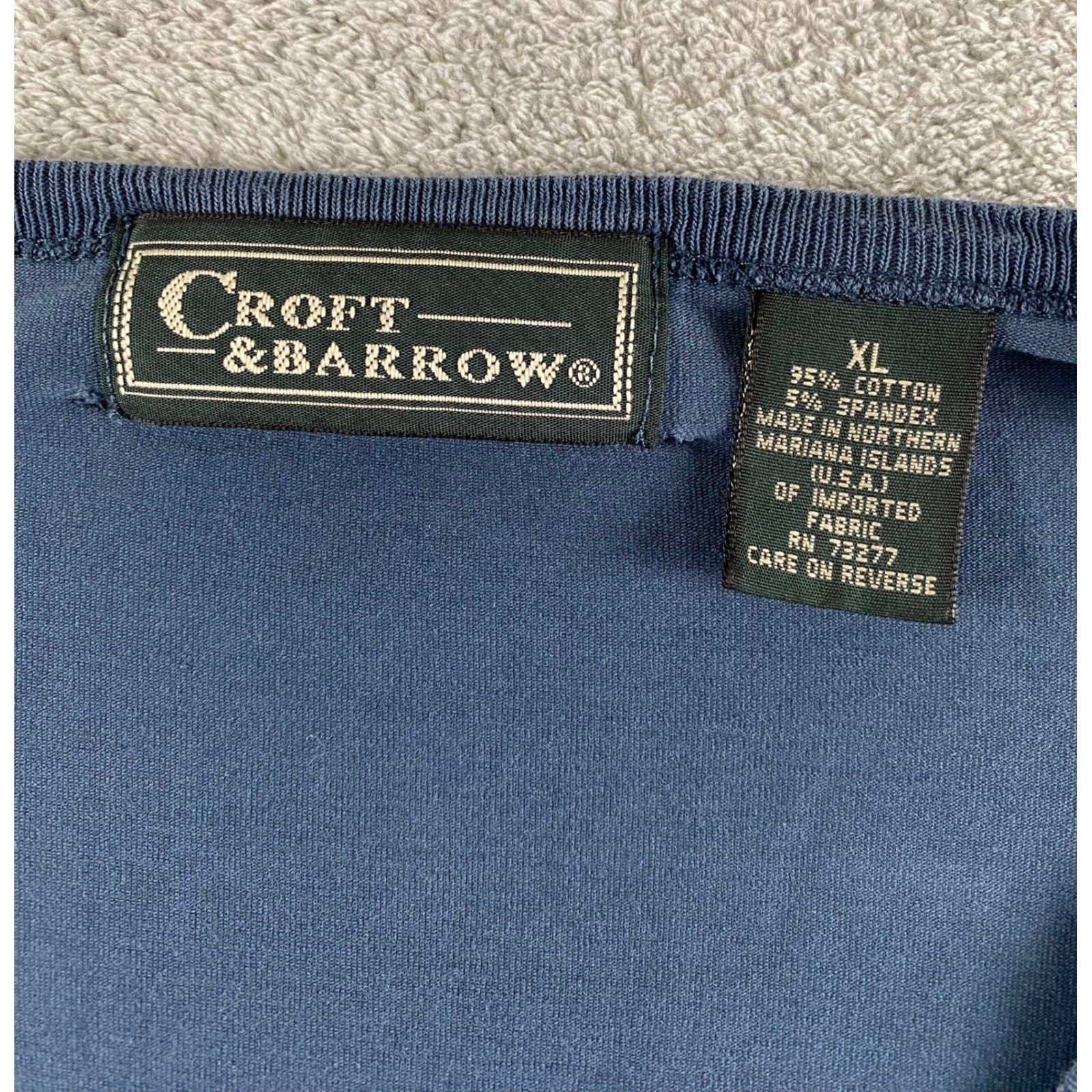 Croft & Barrow Mens Blue Short Sleeve Crew Neck Cotton Stretch T-Shirt XL