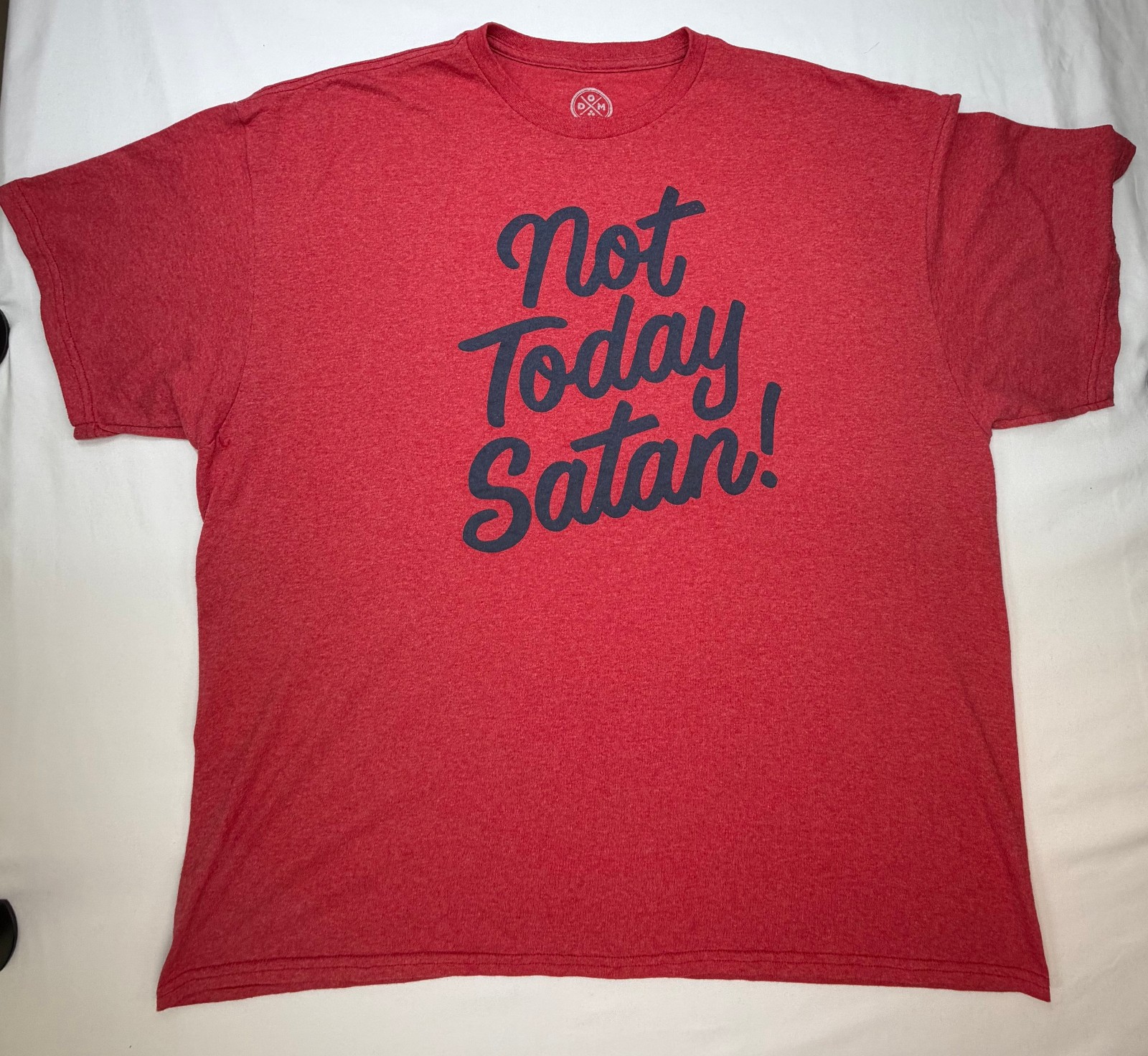 Dom Men&rsquo;s Graphic T-Shirt Not Today Satan! Crew Neck Short Sleeve Size 2XL Red