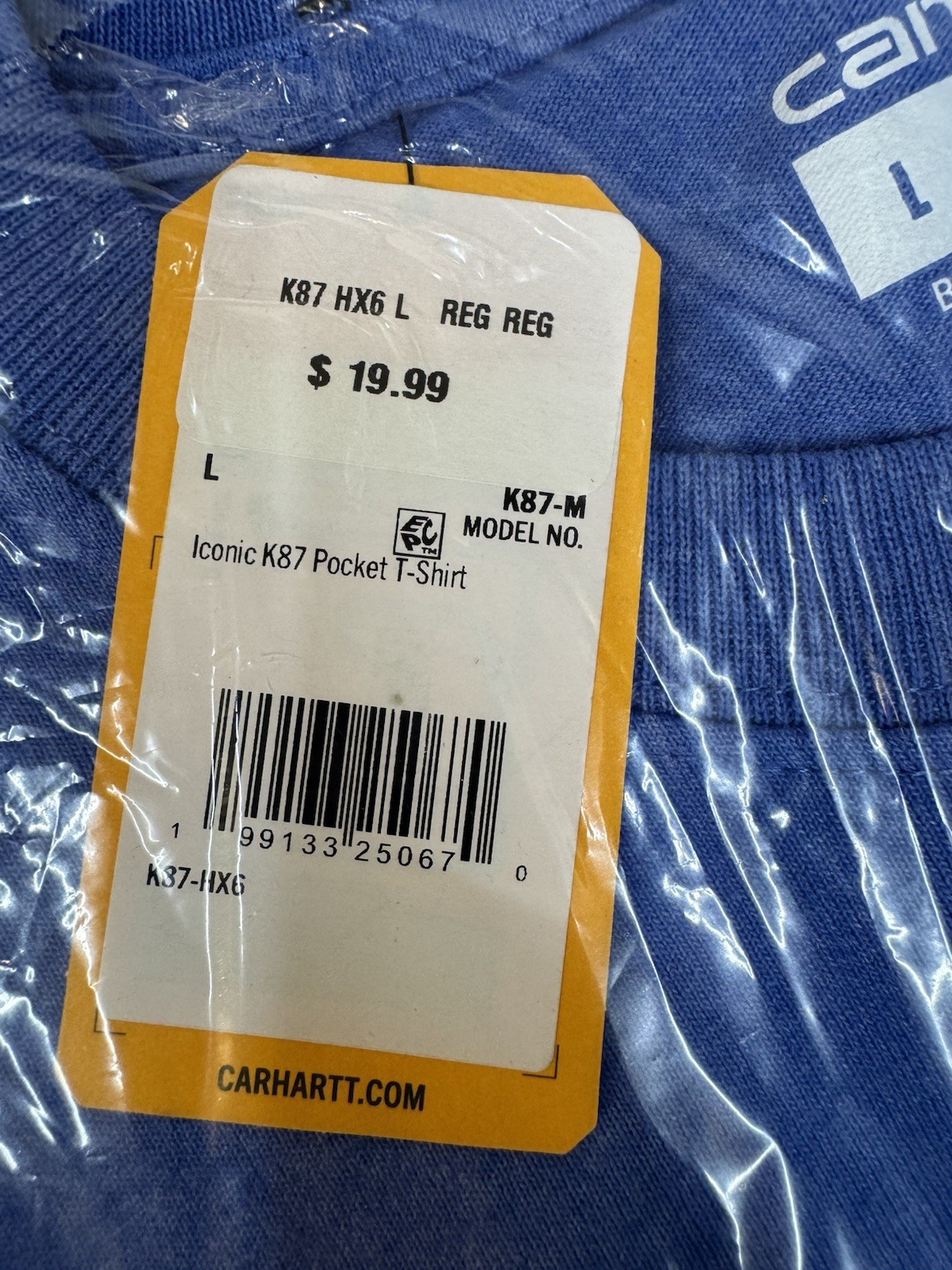 Carhartt K87-M Loose Fit Blue Pocket T-Shirt Men&rsquo;s L Regular Short Sleeve