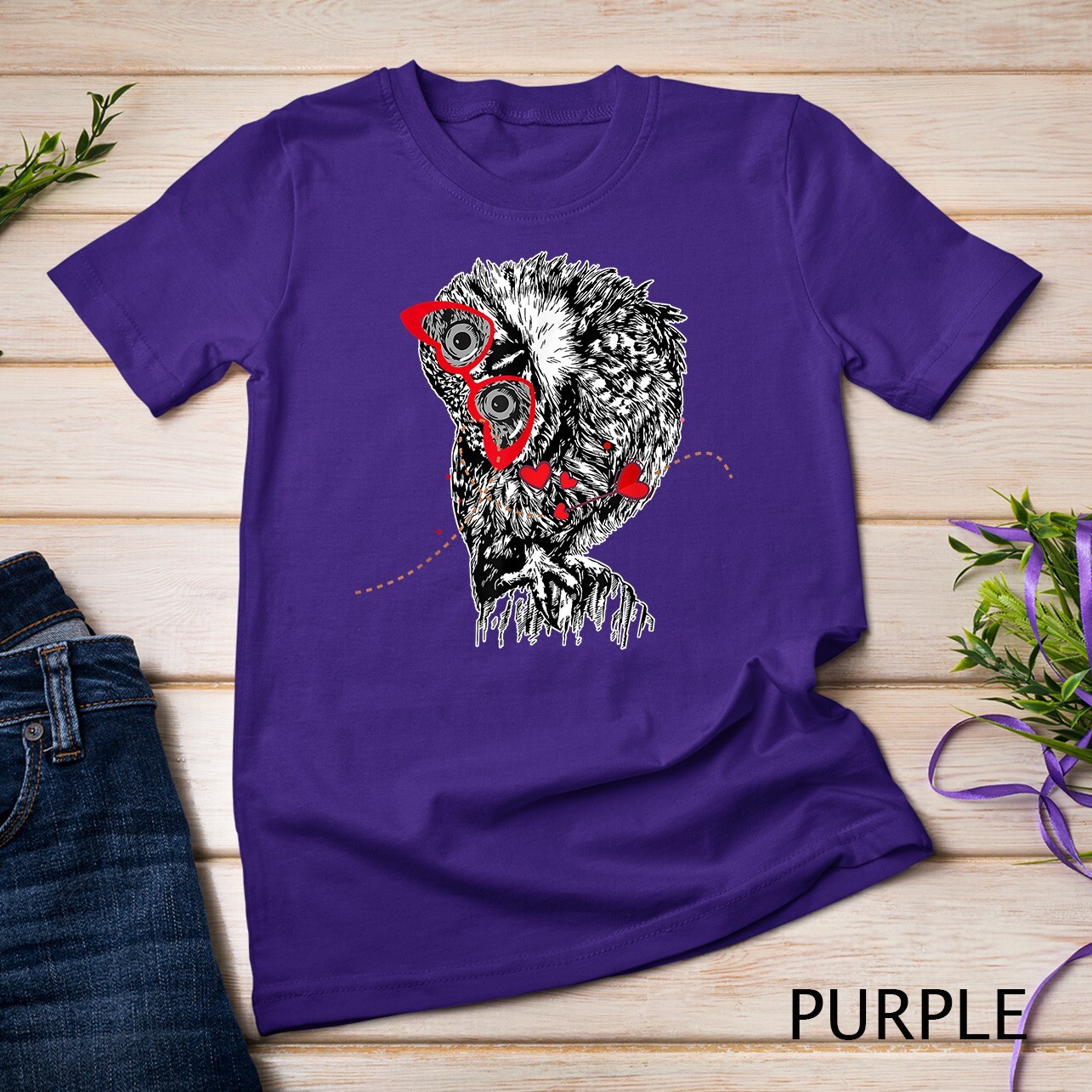 Owl Sunglasses Love Funny Cute Owls Valentine Gift Heart Unisex T-shirt