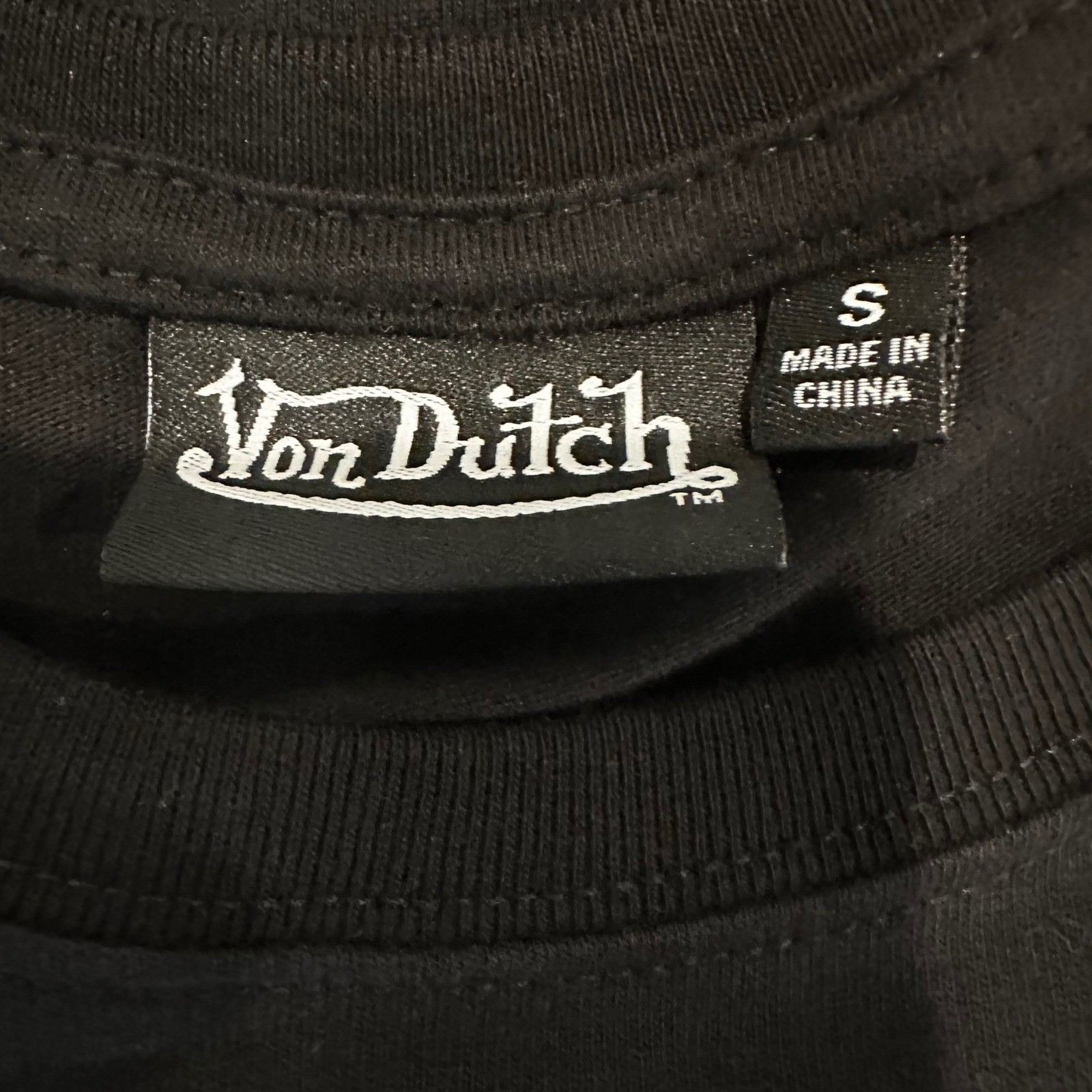 Von Dutch Men&rsquo;s T-Shirt Small Black White Spellout Logo Y2K Graphic Tee NWT