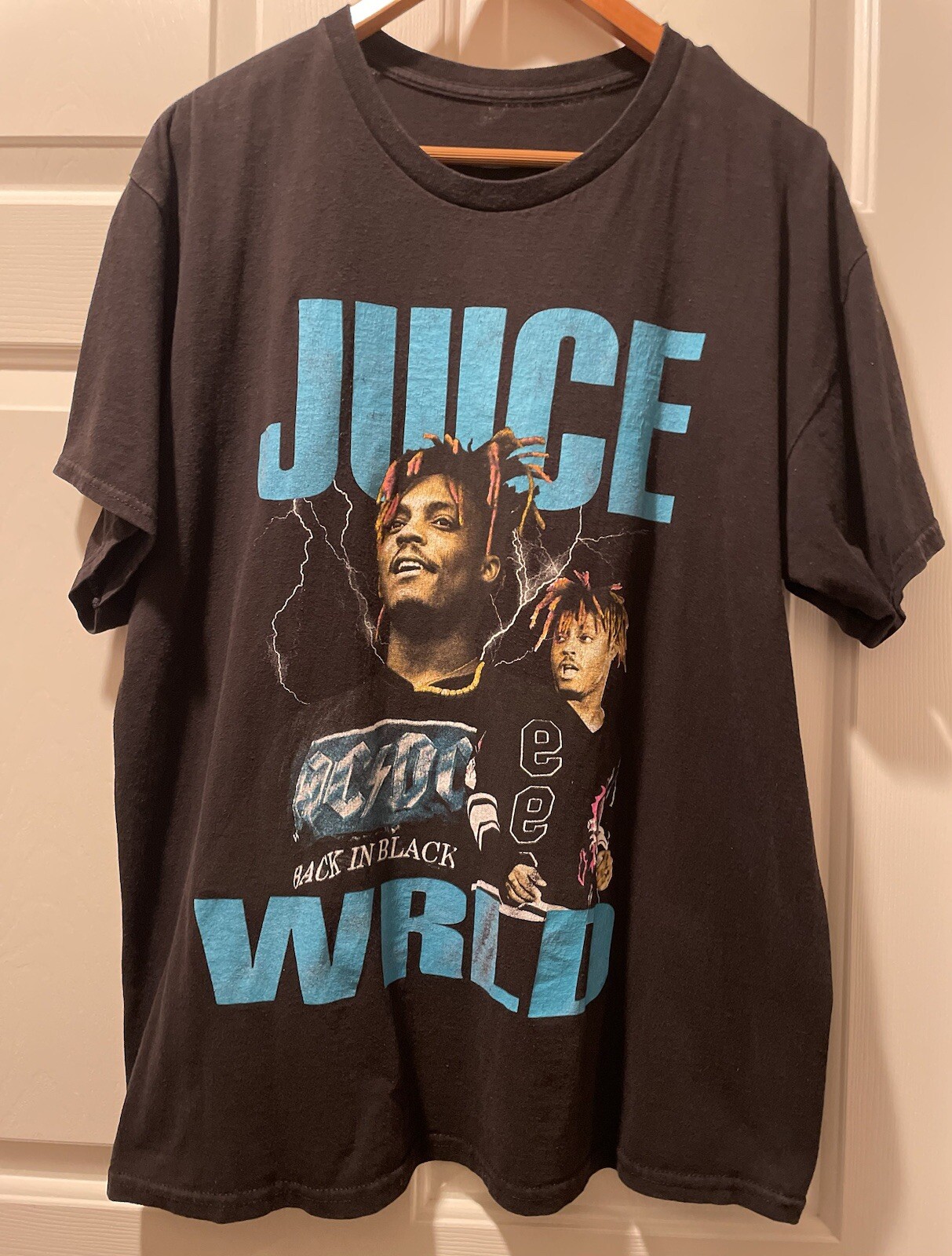 Juice Wrld Shirt Back in Black Crewneck Graphic AC/DC No Tags. XL Chest 47