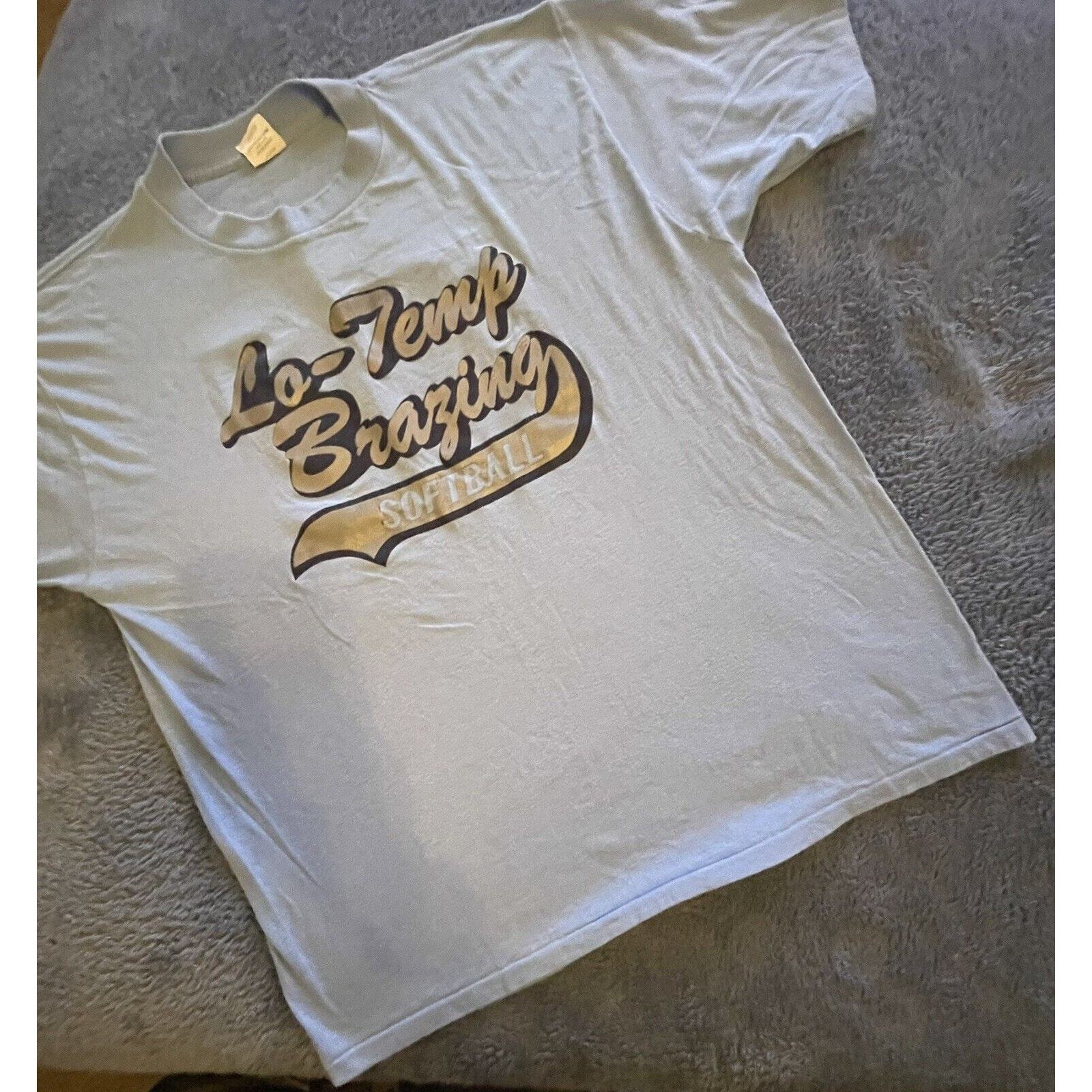 Vintage Bantam Lo-Temp Brazing Softball Single Stitch Light Blue Tshirt XXL #13