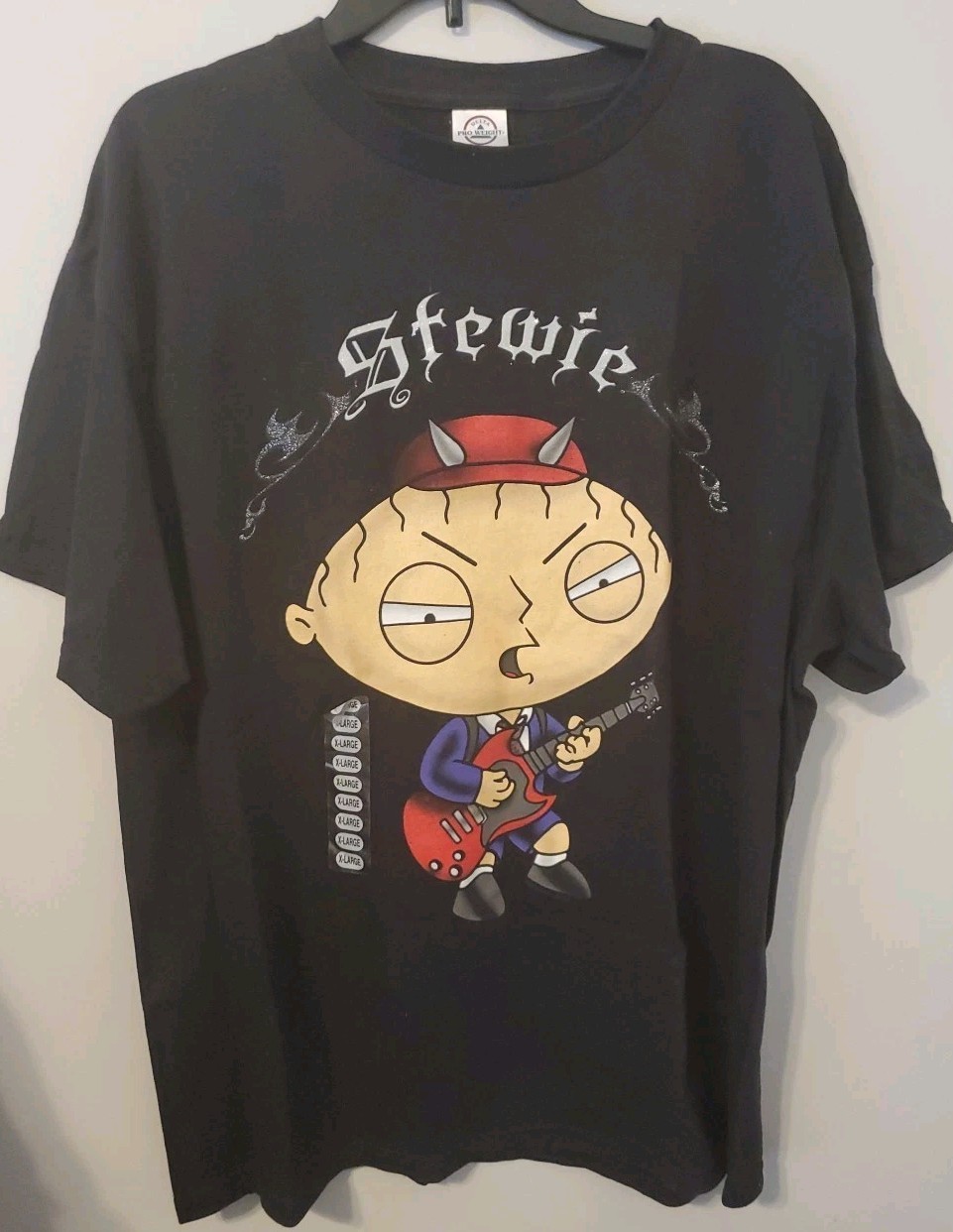 Devil Horned Rockn Stewie By Delta Pro Weight Men&rsquo;s Black T-Shirt Size XL
