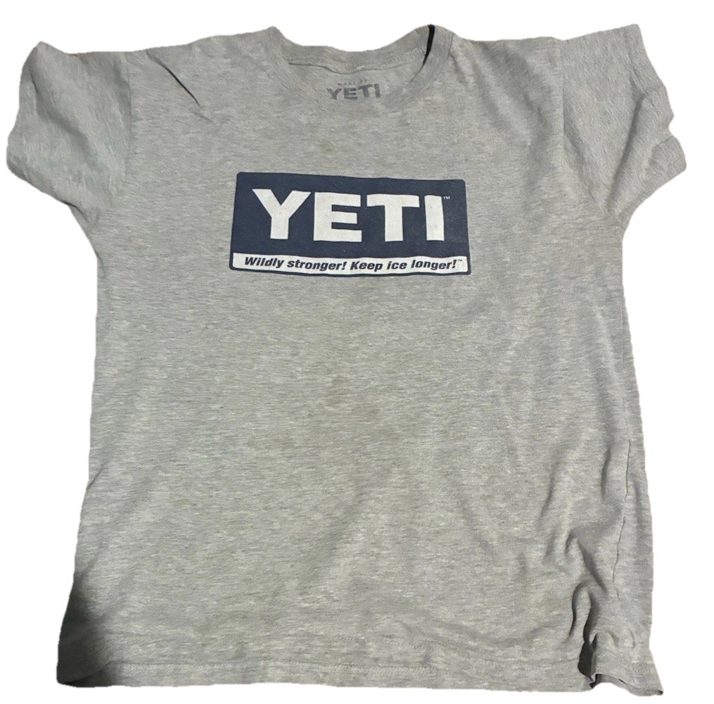 YETI Men&rsquo;s Gray Cotton Knit Crew Neck Short Sleeve Logo Graphic Tee Size M