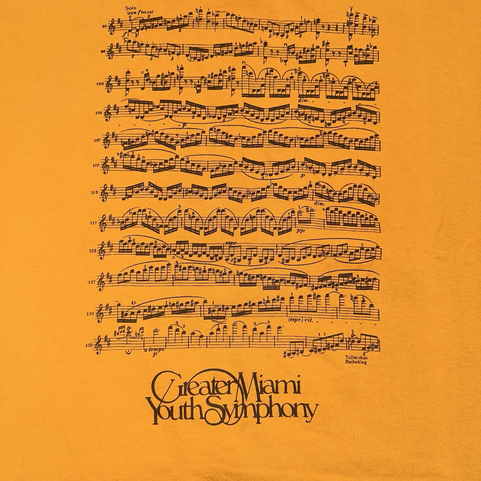 VTG 90s Miami Youth Symphony Shirt L Sheet Music Anvil Made In USA Single Stitch