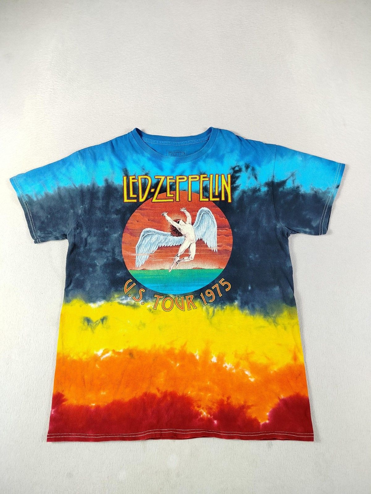 Led Zeppelin Shirt Mens Medium Multicolor Tie Dye U.S. Tour 1975 Band Tee