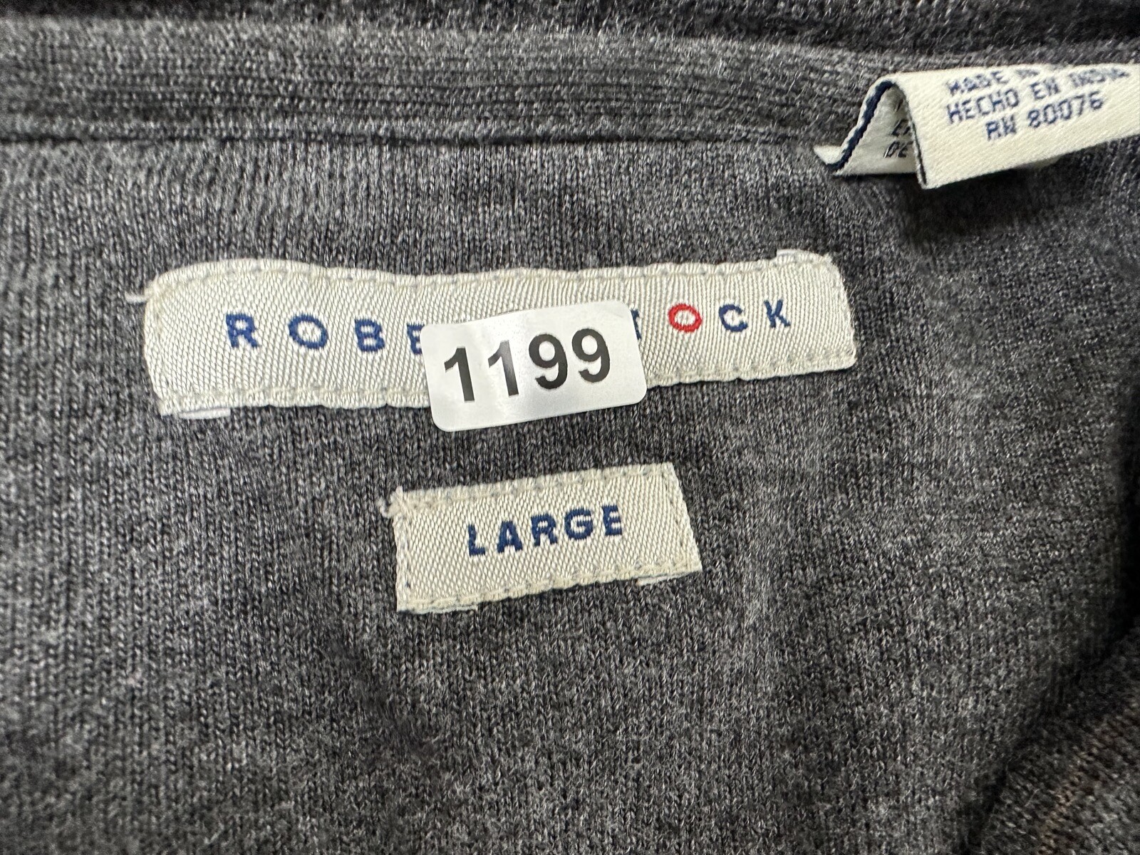 Vintage 90s V-Neck Shirt Men Large Minimal Gray Heavy Rayon Blend Robert Stock