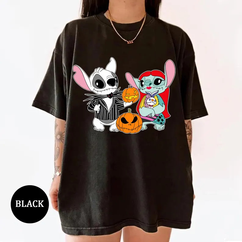 Disney Stitch And Angel Halloween T-SHIRT UNISEX1