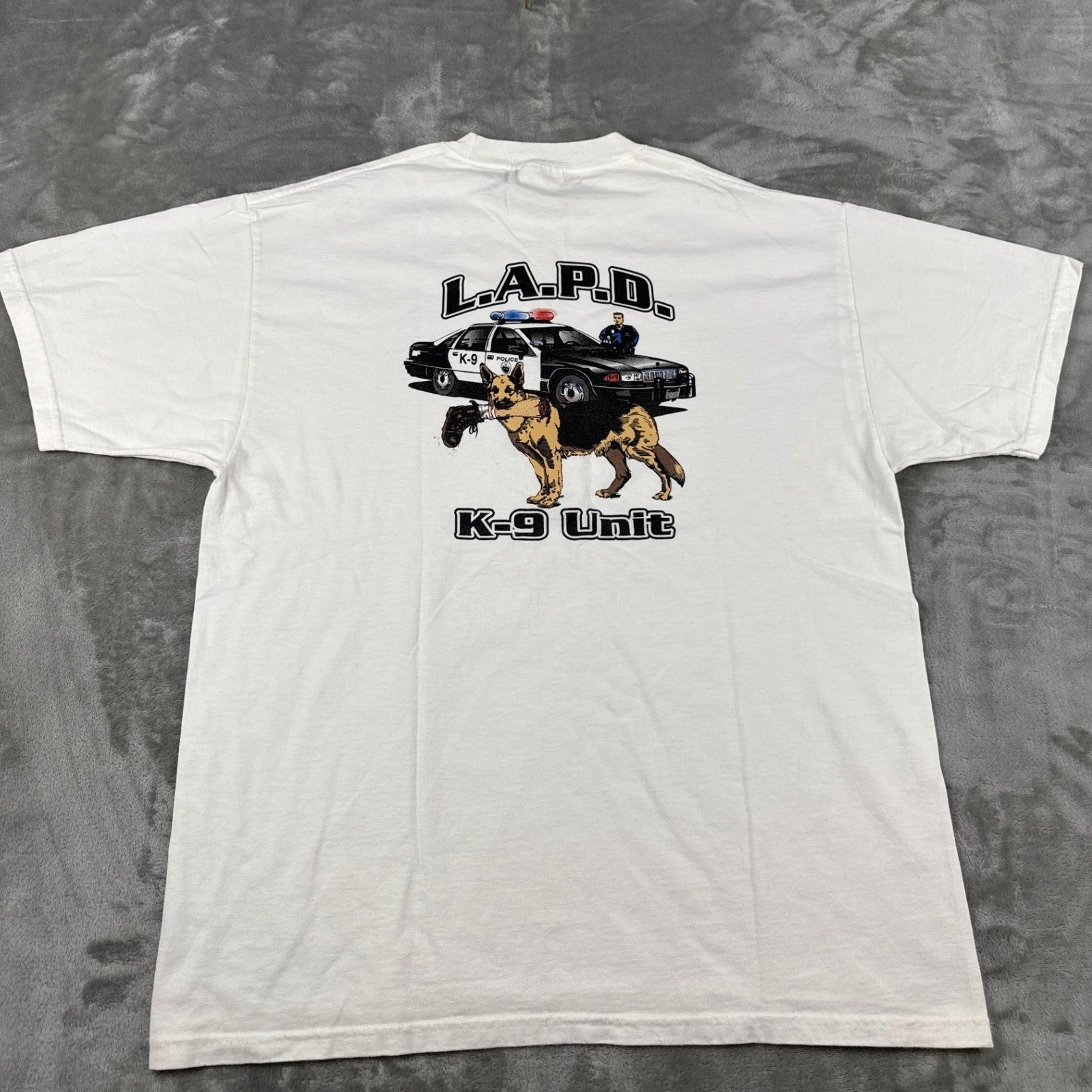 Collectible Port and Company LAPD K-9 Unit T-Shirt White Mens Large