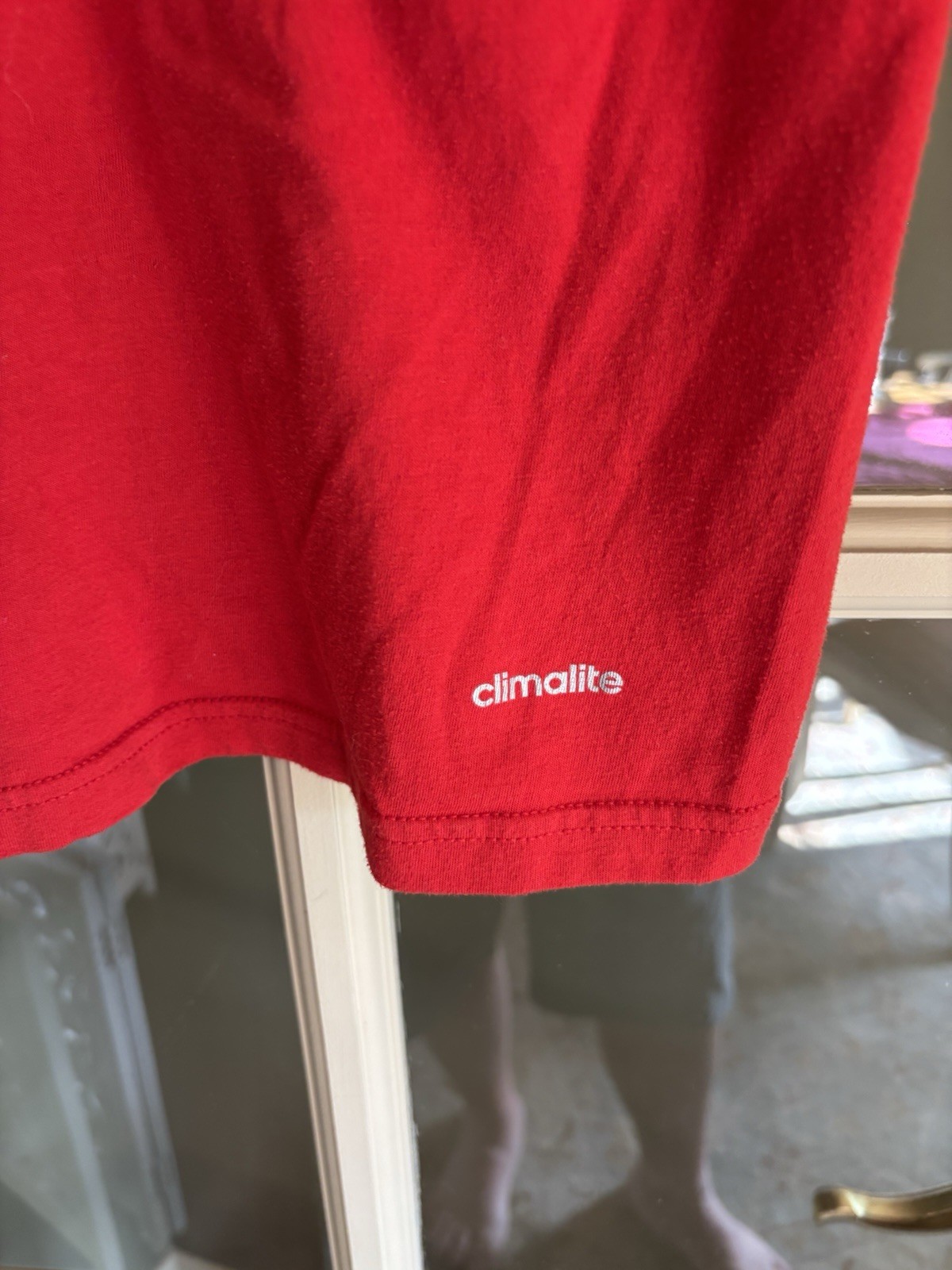 Red Adidas performance tee size medium. Short sleeve. 60/40 poly/cotton.