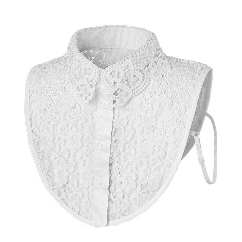 BEoneBEwin Fake Collar Detachable Dickey Collar, White Lace Collars Half Shir…