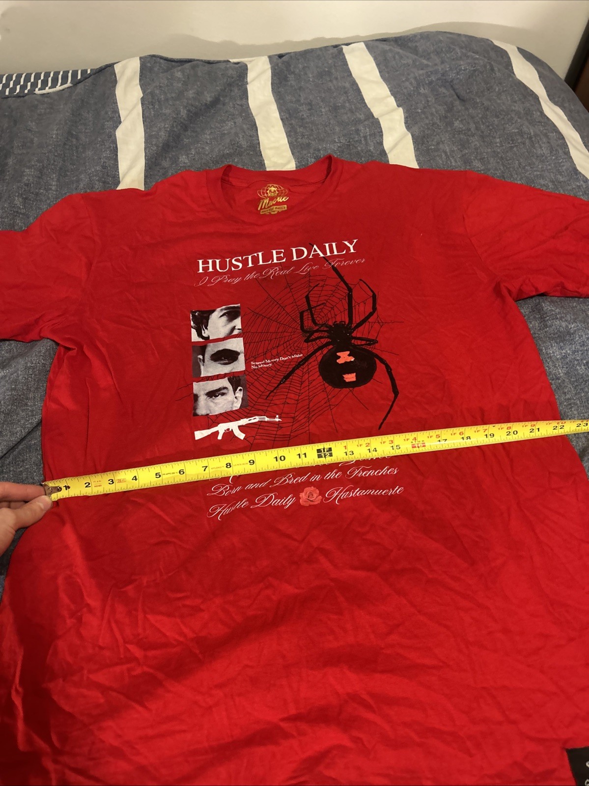 Men&rsquo;s Red Muerte Hustle Daily Short Sleeve T-shirt 2XL Black Widow Spider Web