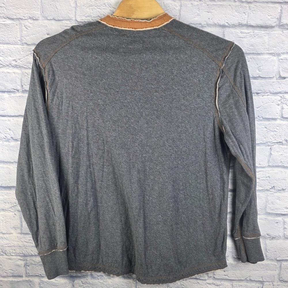 Carbon 2 Cobalt Men Green Gray Heather Long Sleeve Henley Shirt Cotton Blend XL