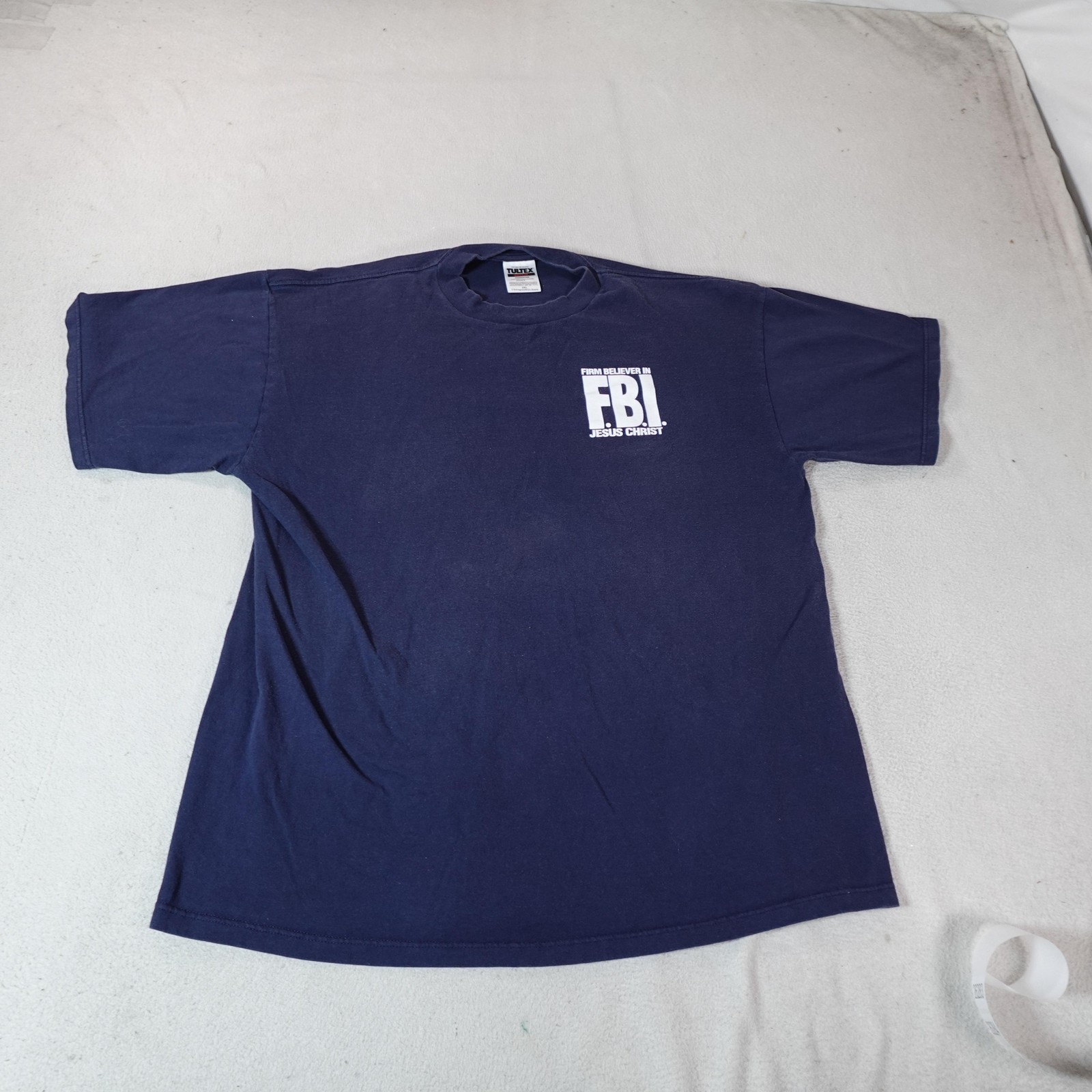 FBI Jesus Christ Shirt Mens 2XL Blue Tultex Firm Believer In Christ Academy Tee