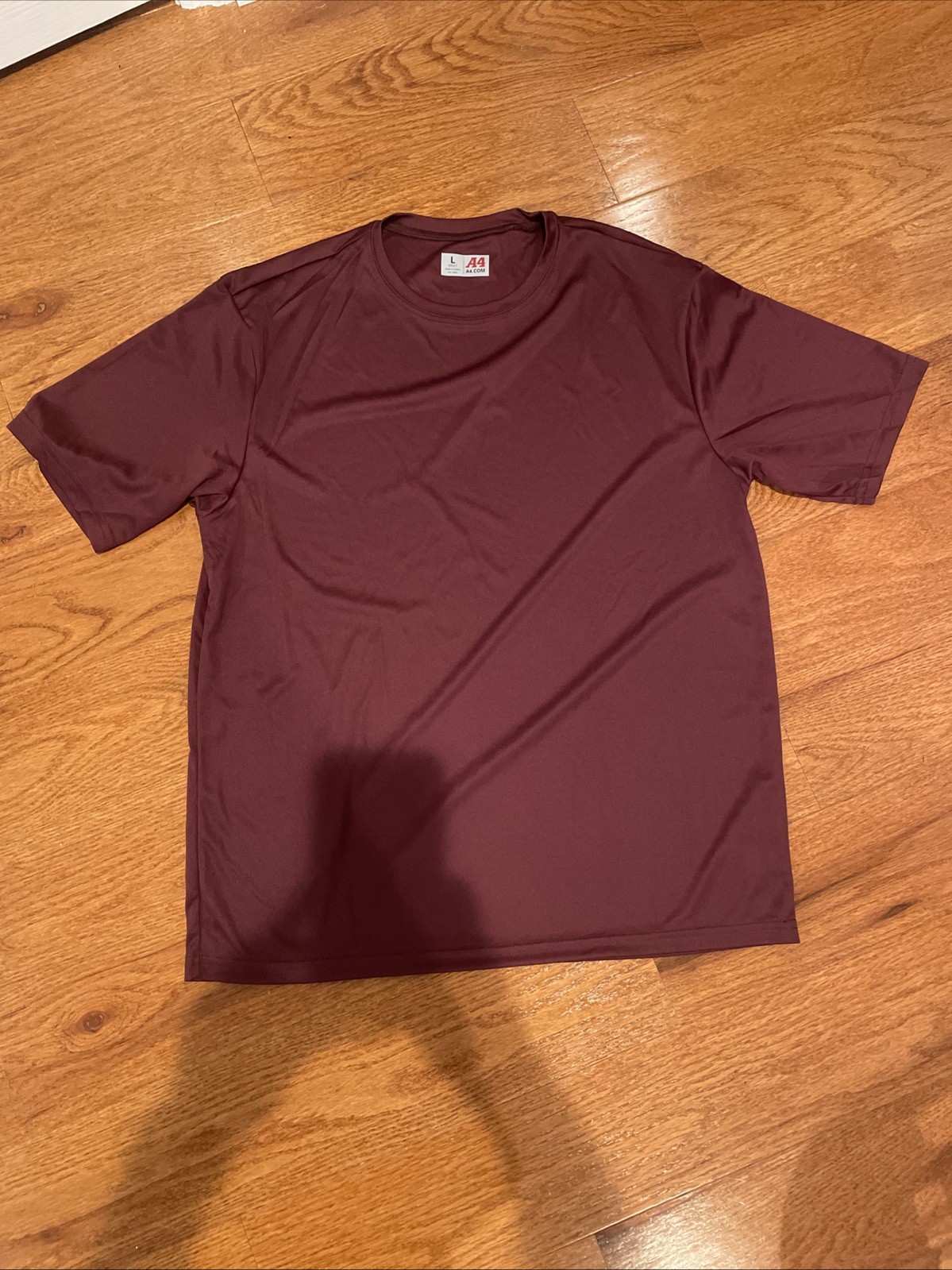 A4 Mens Dri-Fit Workout Running Cooling Performance Crew T-Shirt Marooon Sz L