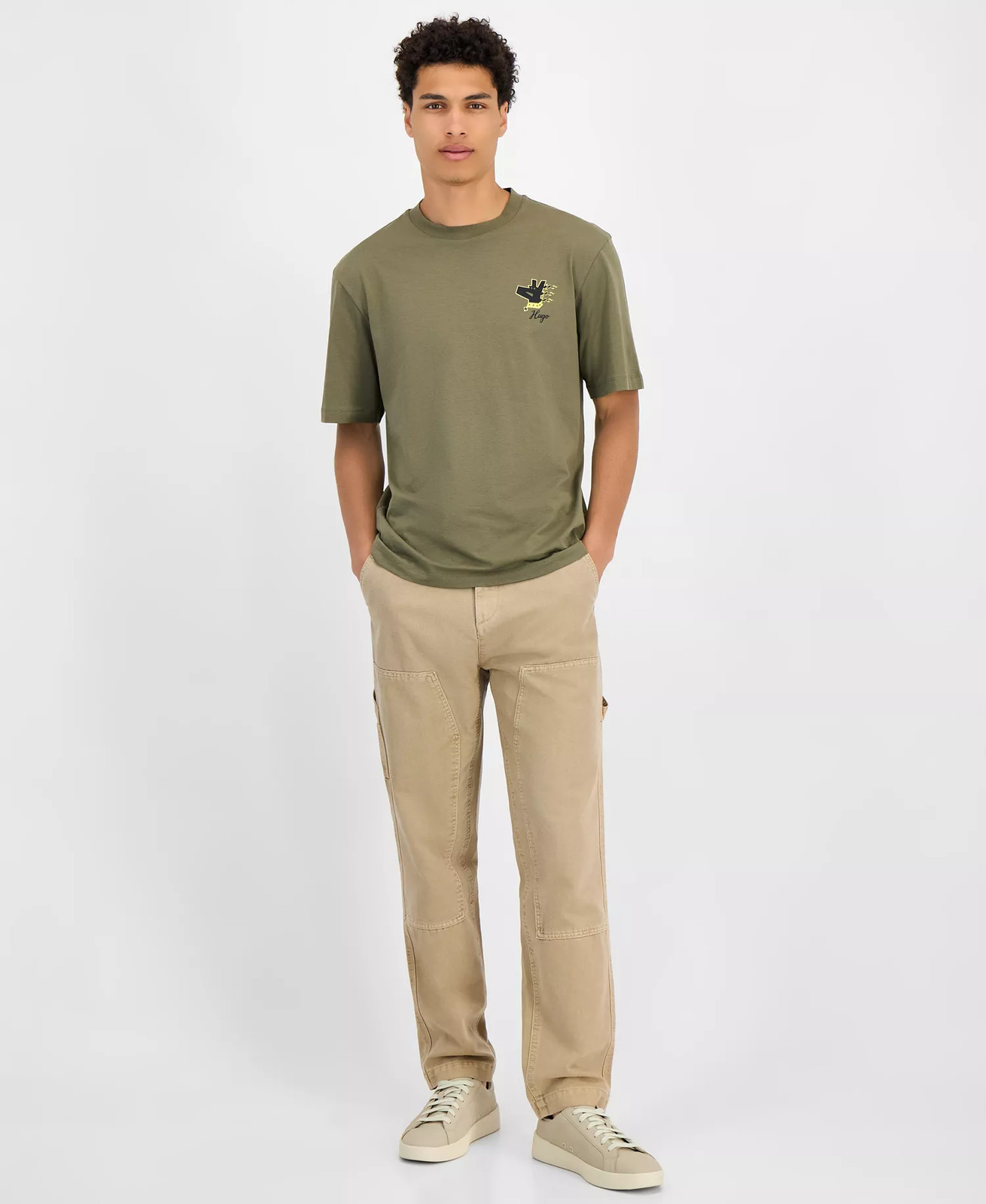 Hugo Boss Men&rsquo;s Nagulop Logo Graphic Cotton T-Shirt Green-Small