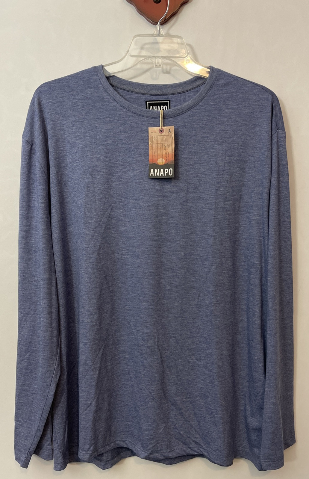 Anapo Clothing Mens 2xl Blue Super Soft Long-Sleeved Pullover Shirt NWT! A6618
