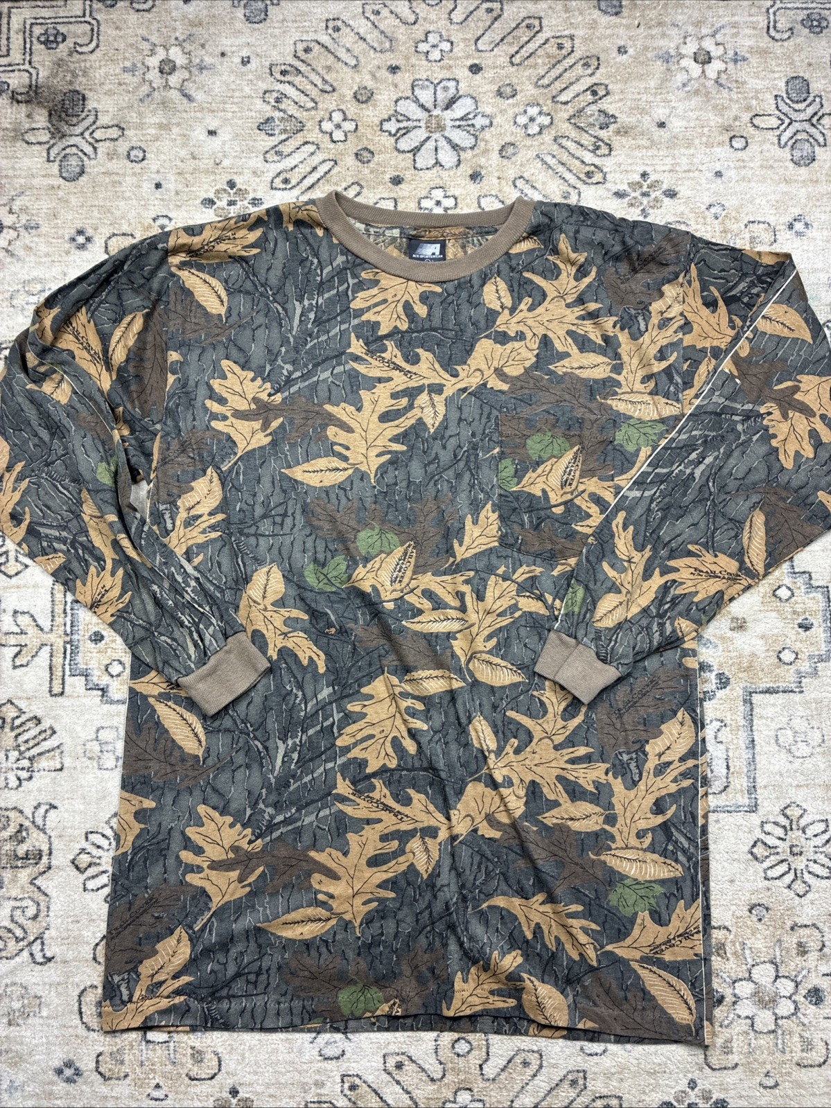 Vintage Ace Sportswear Camo Shirt Men&rsquo;s L Green Camouflage Long Sleeve 90s