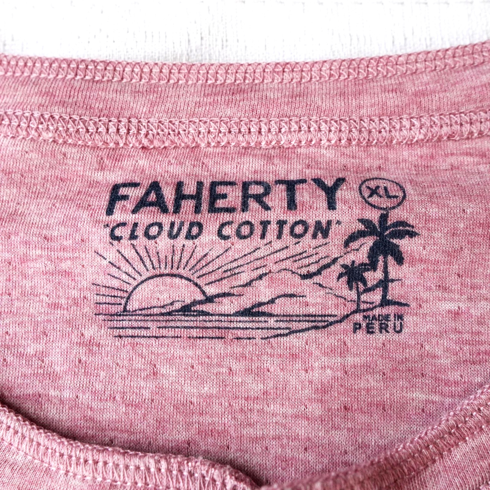 Faherty Cloud Cotton Henley Shirt Mens XL Heather Red Pima Modal Long Sleeve