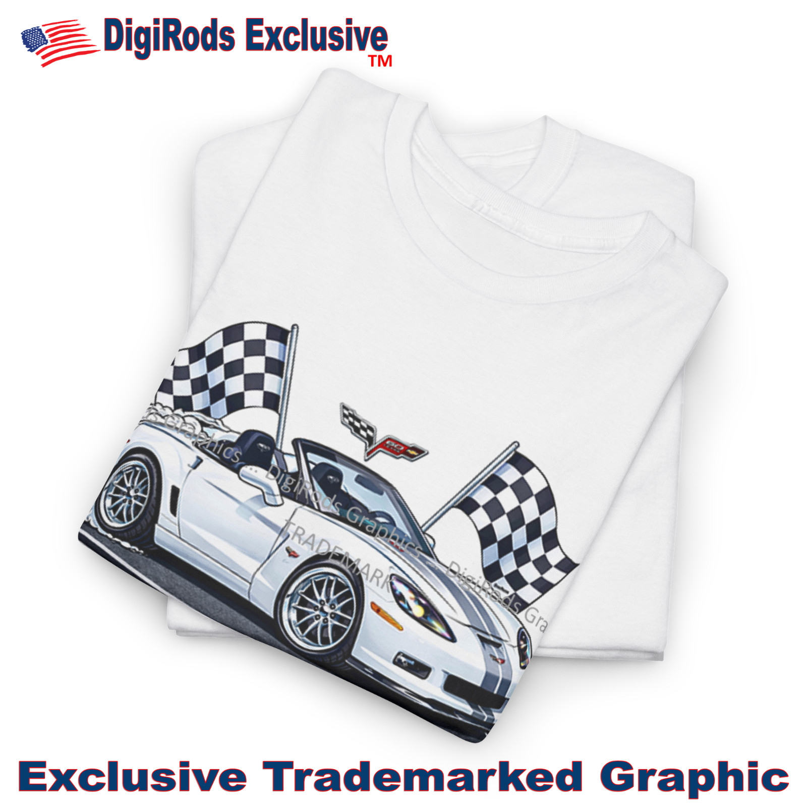 DigiRods Chevy Corvette C6 2013 60th Anniversary Cartoon Car T Shirt