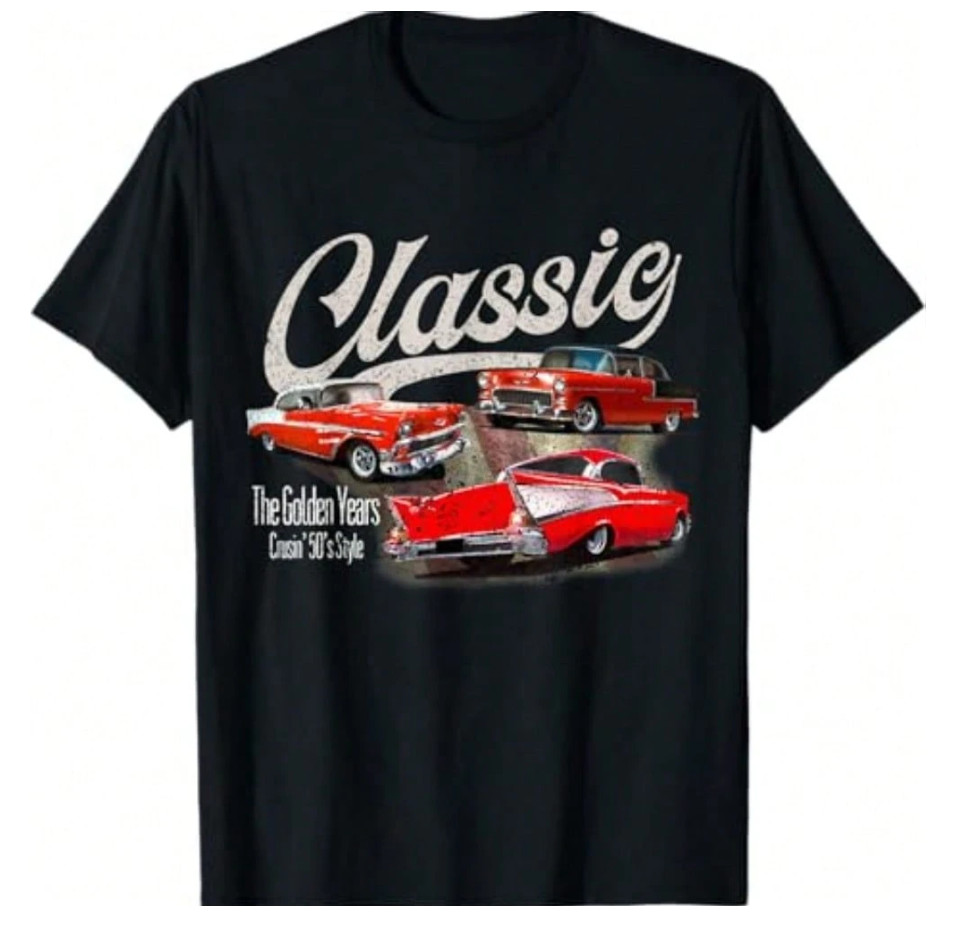 1955 1956 1957 Chevy Bel Air T-Shirt Tri-Five Vintage Car Graphic Tee Men New