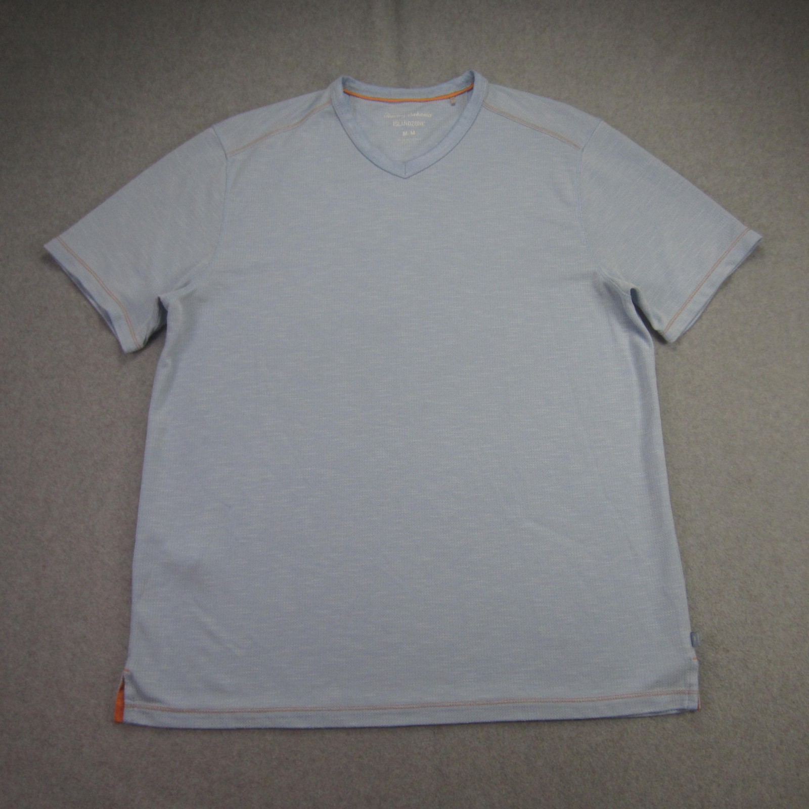 Tommy Bahama Shirt Mens Medium Blue V Neck Short Sleeve Island Zone Coolmax