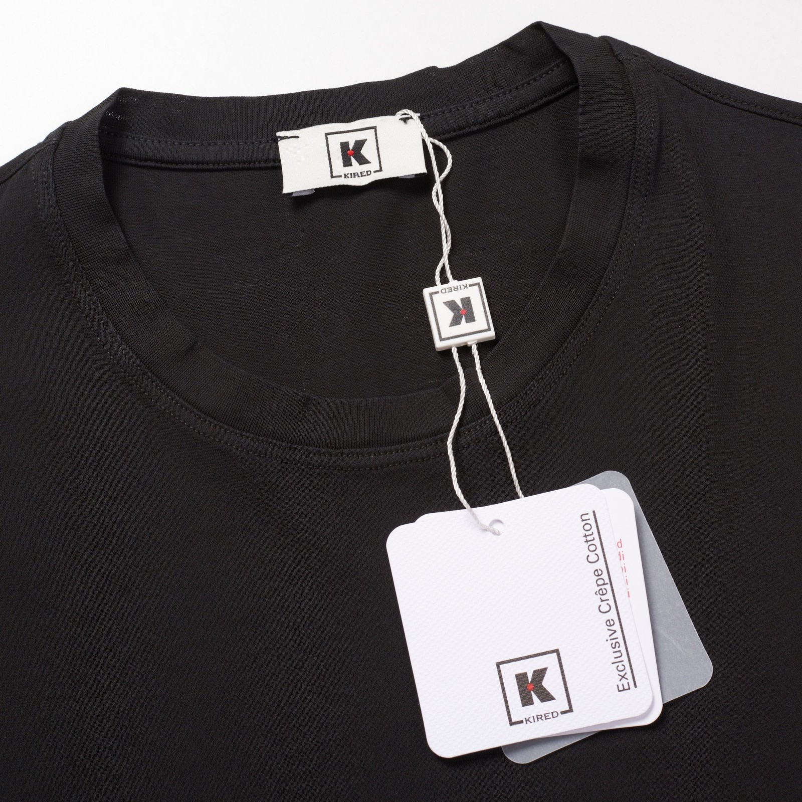 Kiton KIRED « Baciomc » Black Exclusive Crepe Cotton T-Shirt Slim 2023