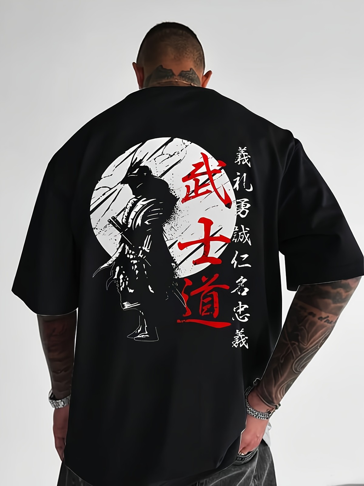 Samurai Graphic Print T Shirt Japanese Warrior Emo Grunge Streetwear Tee