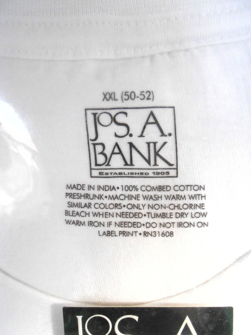 6 New Jos A Bank Men’s White Crew Neck T-Shirt 100% Combed Cotton Size XXL
