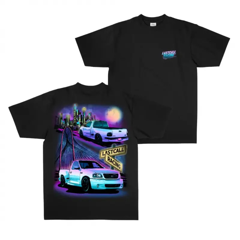 Last Call Racing Truck Shirt Street Racing Pickup Truck Neon City Graphic Tee