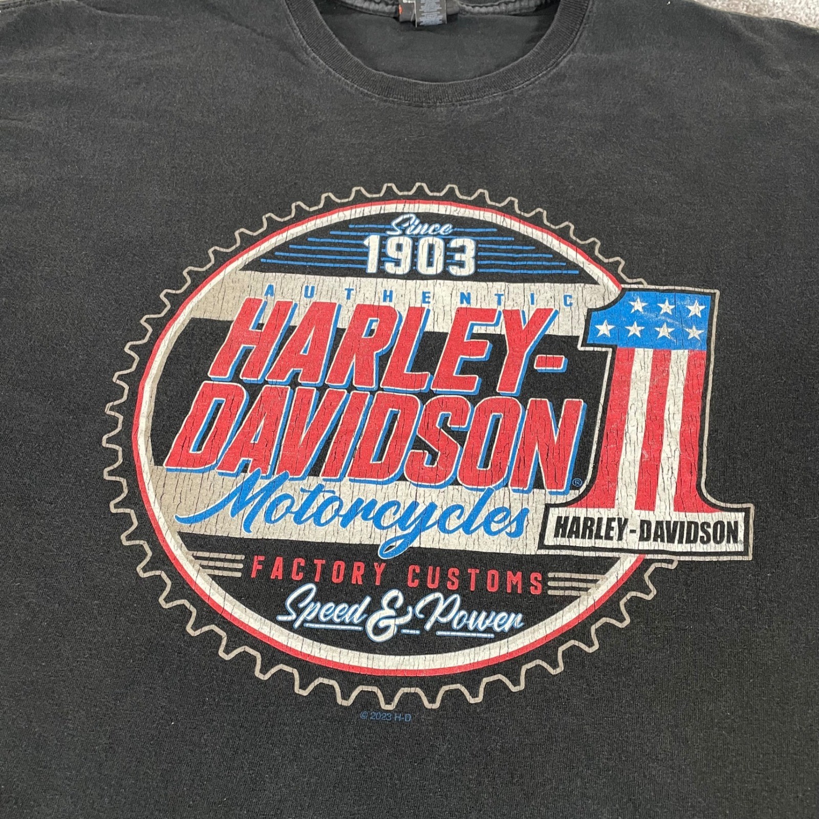 Harley Davidson T Shirt Mens XXL American Flag Biker High Desert Boise Idaho