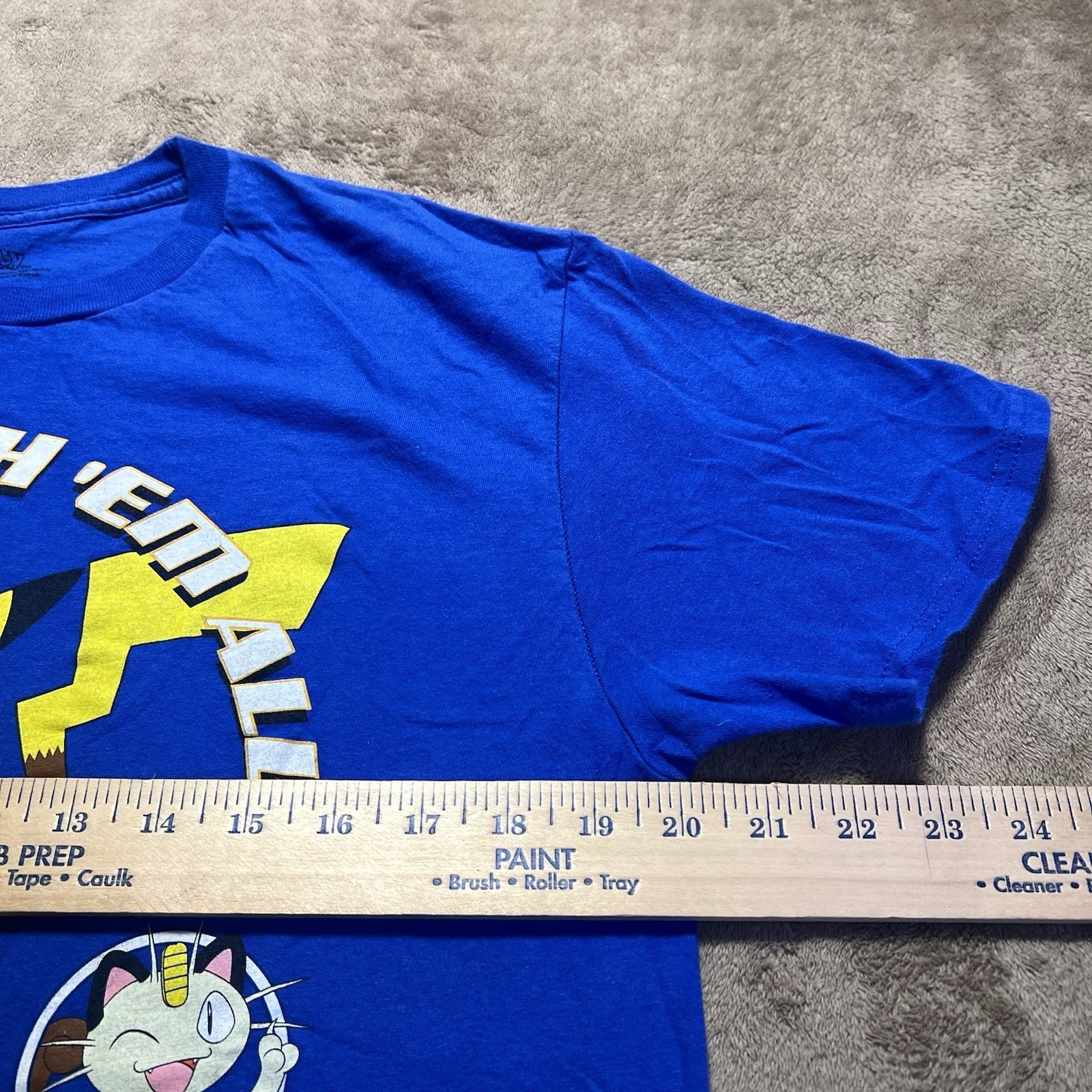 Pokemon Mens Blue Pikachu Gotta Catch Em All Graphic T Shirt Large Short Sleeve