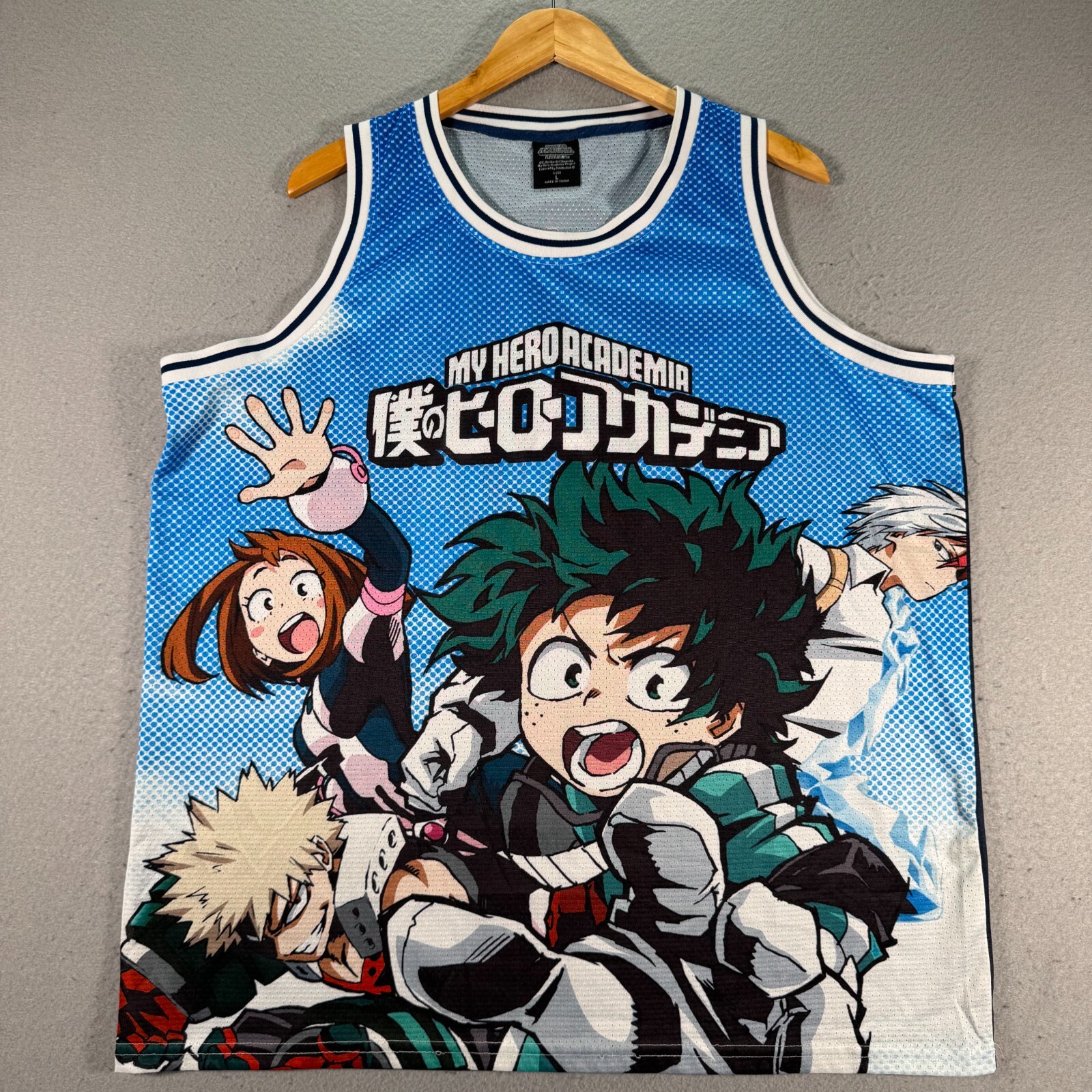 My Hero Academia Deku Todoroki Uraraka Tank Shirt Jersey Mens Large Blue Anime