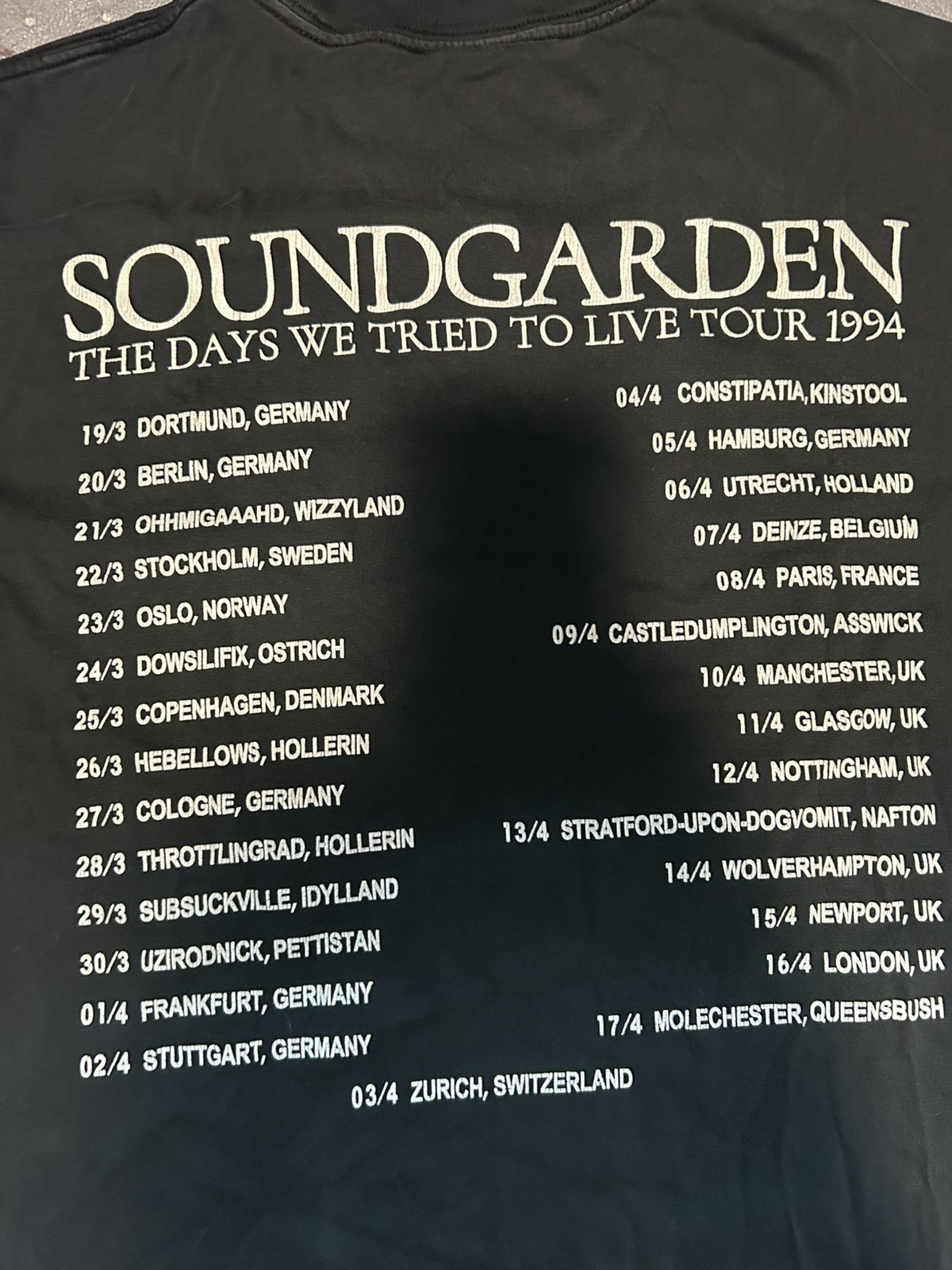 Soundgarden Vintage T Shirt 1994 Superunknown Tour Dates Seattle Grunge Cornell