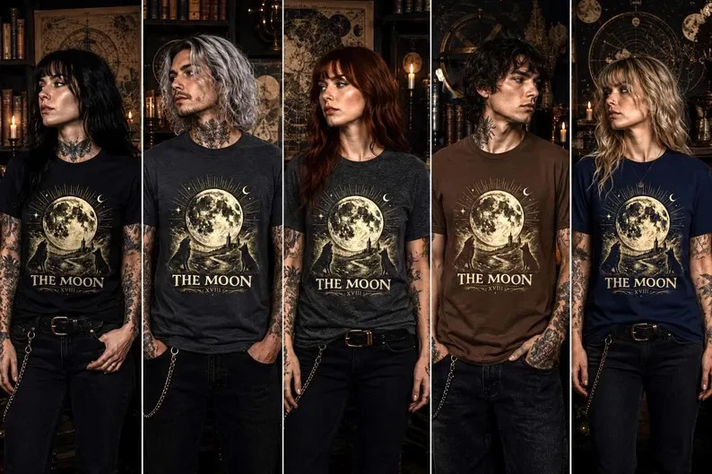 The Moon Tarot Card Shirt, Dark Academia Tee, Major Arcana T-Shirt